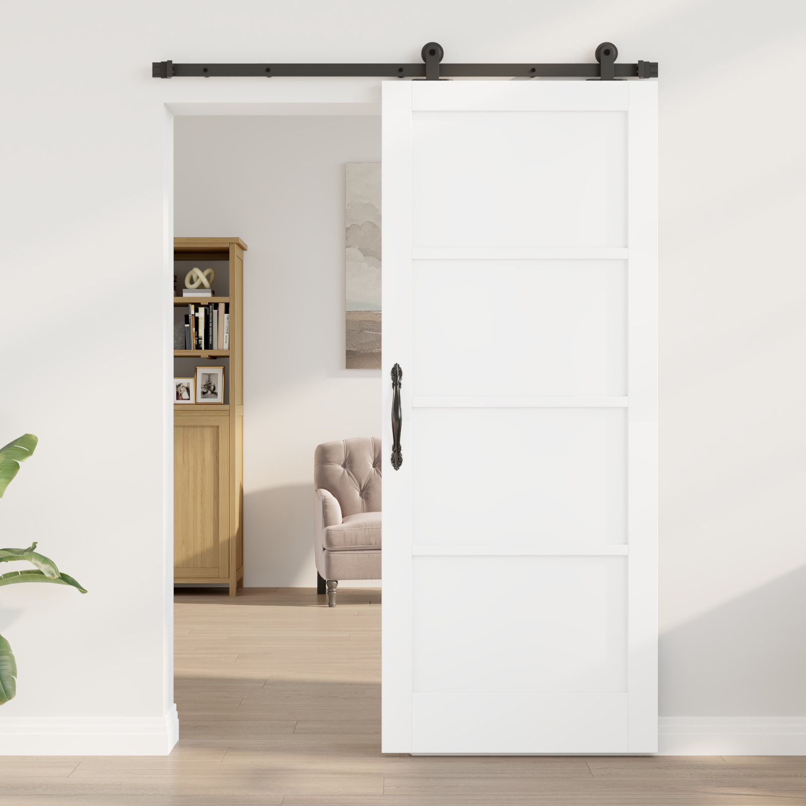 vidaXL Schuifdeur met Hardware Set 'ORKDAL' - Wit Massief Vurenhout