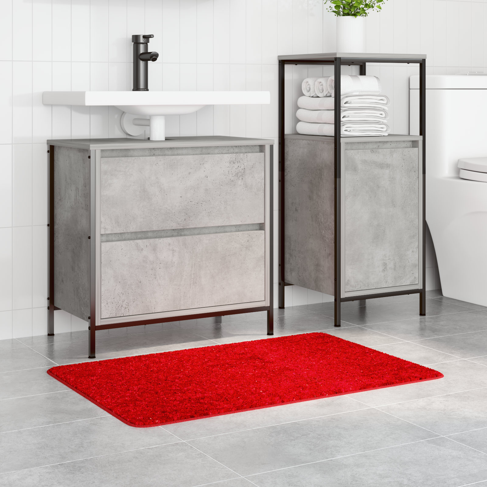 vidaXL Badmat rechthoekig anti-slip 60x90 cm polypropeen rood
