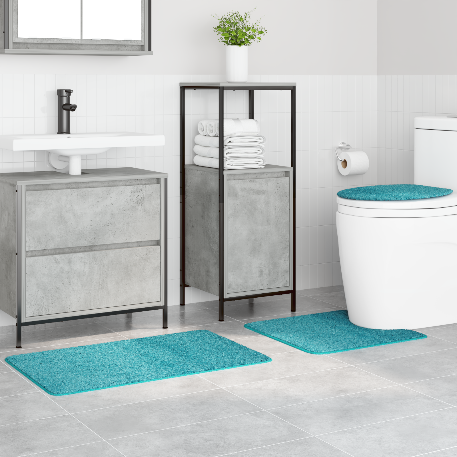 vidaXL 3-delige Badmattenset anti-slip polypropeen turquoise