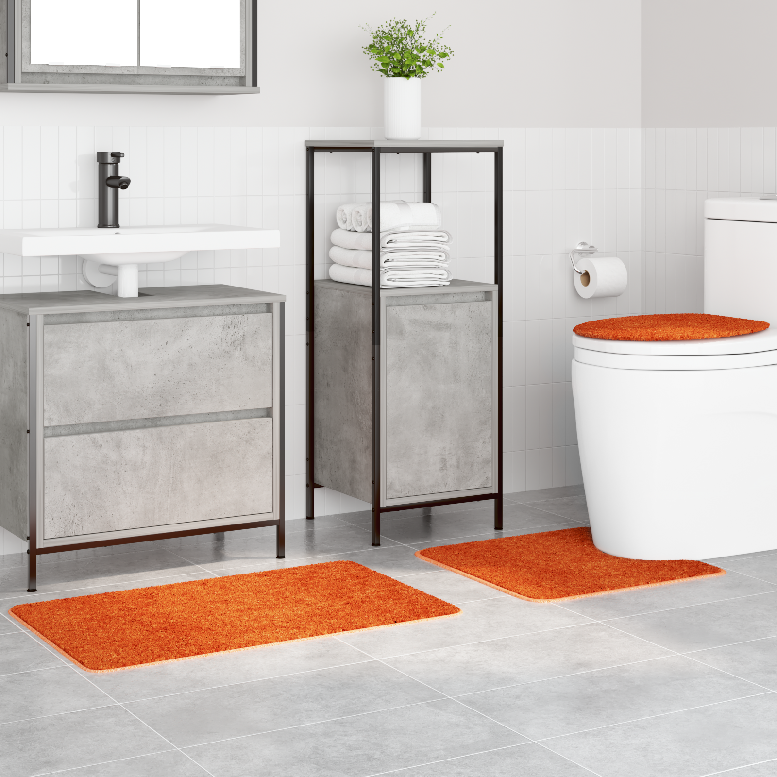 vidaXL 3-delige Badmattenset anti-slip polypropeen oranje
