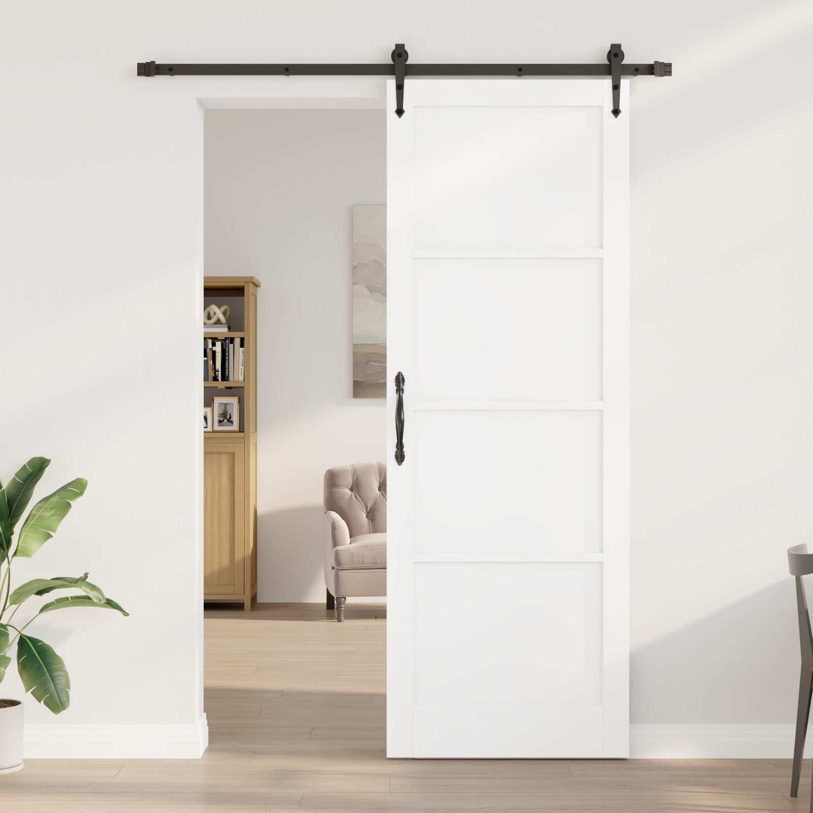 vidaXL Schuifdeur met hardware set - Wit - 83x232 cm - Massief vurenhout