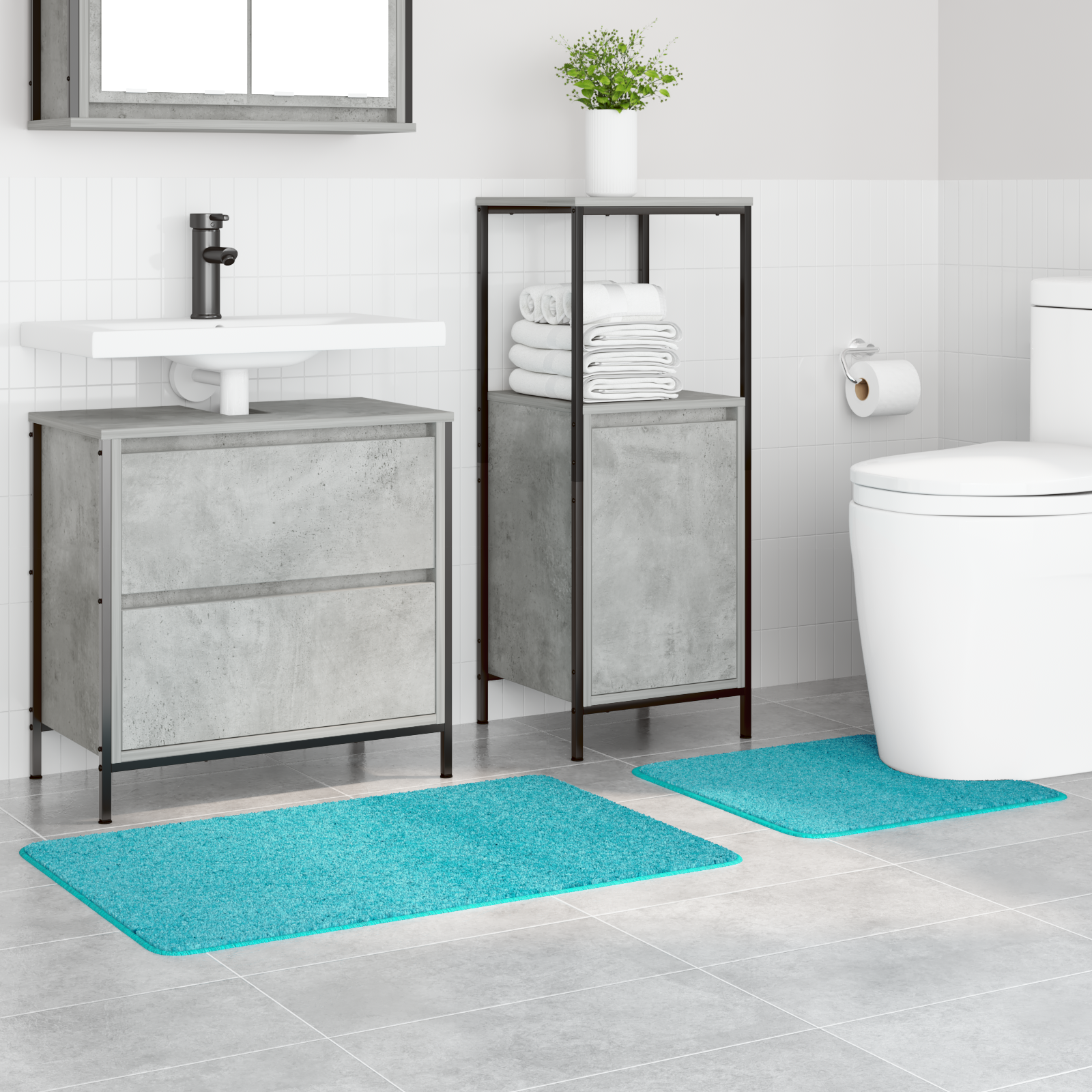 vidaXL 2-delige Badmattenset anti-slip polypropeen turquoise