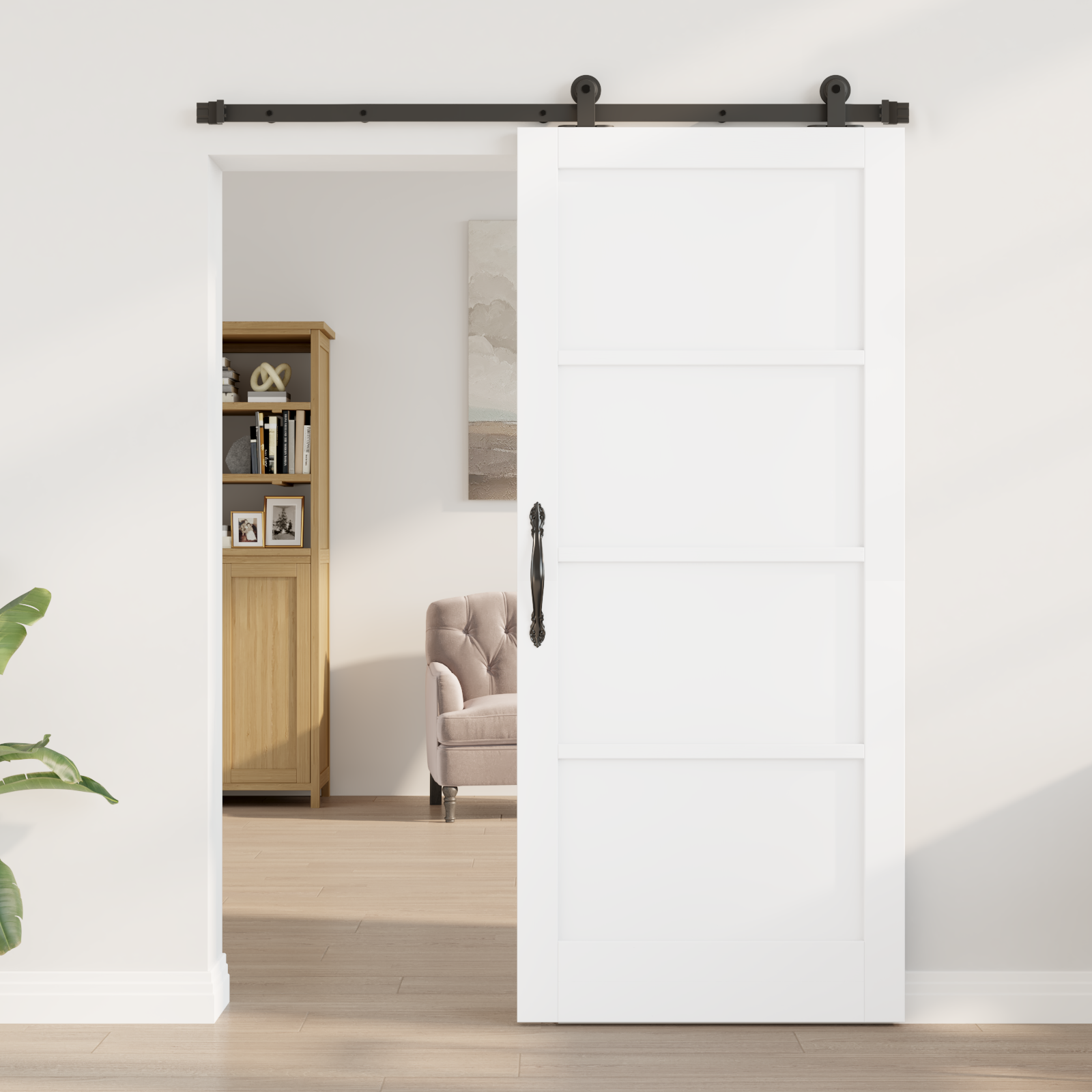 vidaXL Schuifdeur met Hardware Set 'ORKDAL'Wit Massief Hout