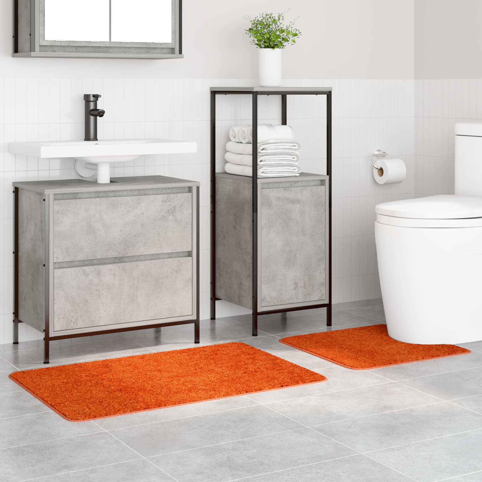 vidaXL 2-delige Badmattenset anti-slip polypropeen oranje