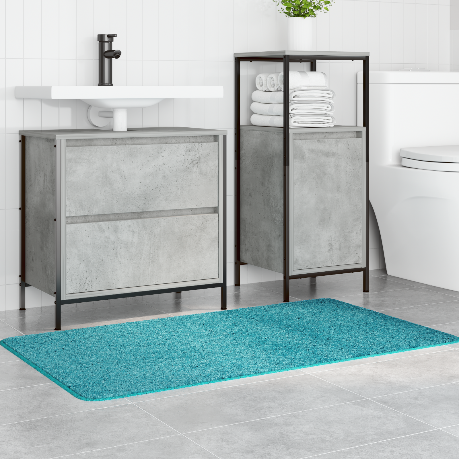 vidaXL Badmat rechthoekig anti-slip 70x120 cm polypropeen turquoise
