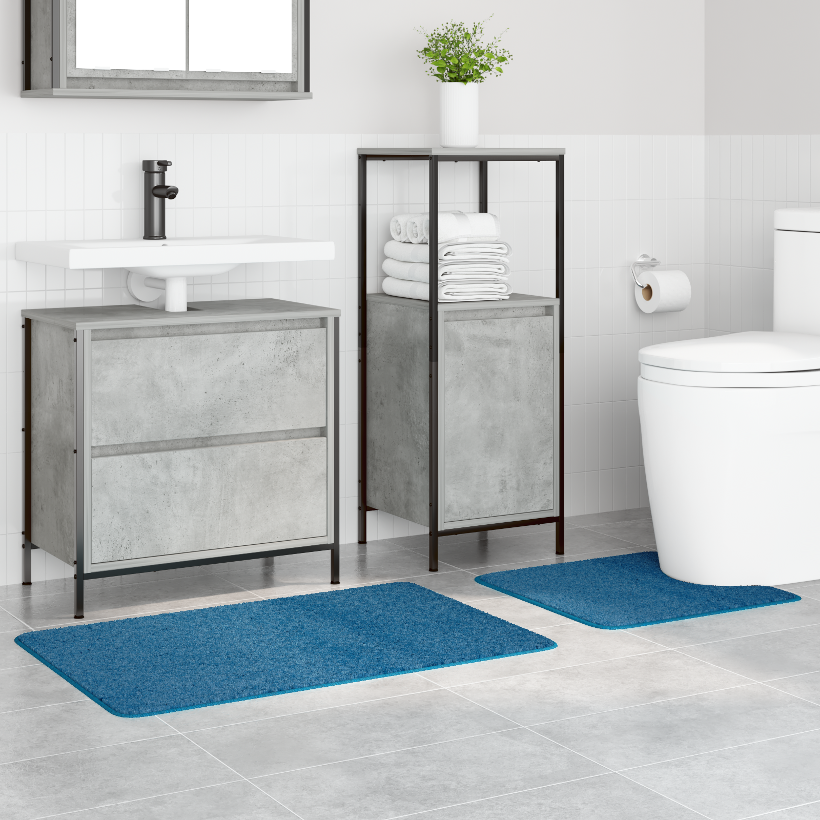 vidaXL 2-delige Badmattenset anti-slip polypropeen blauw