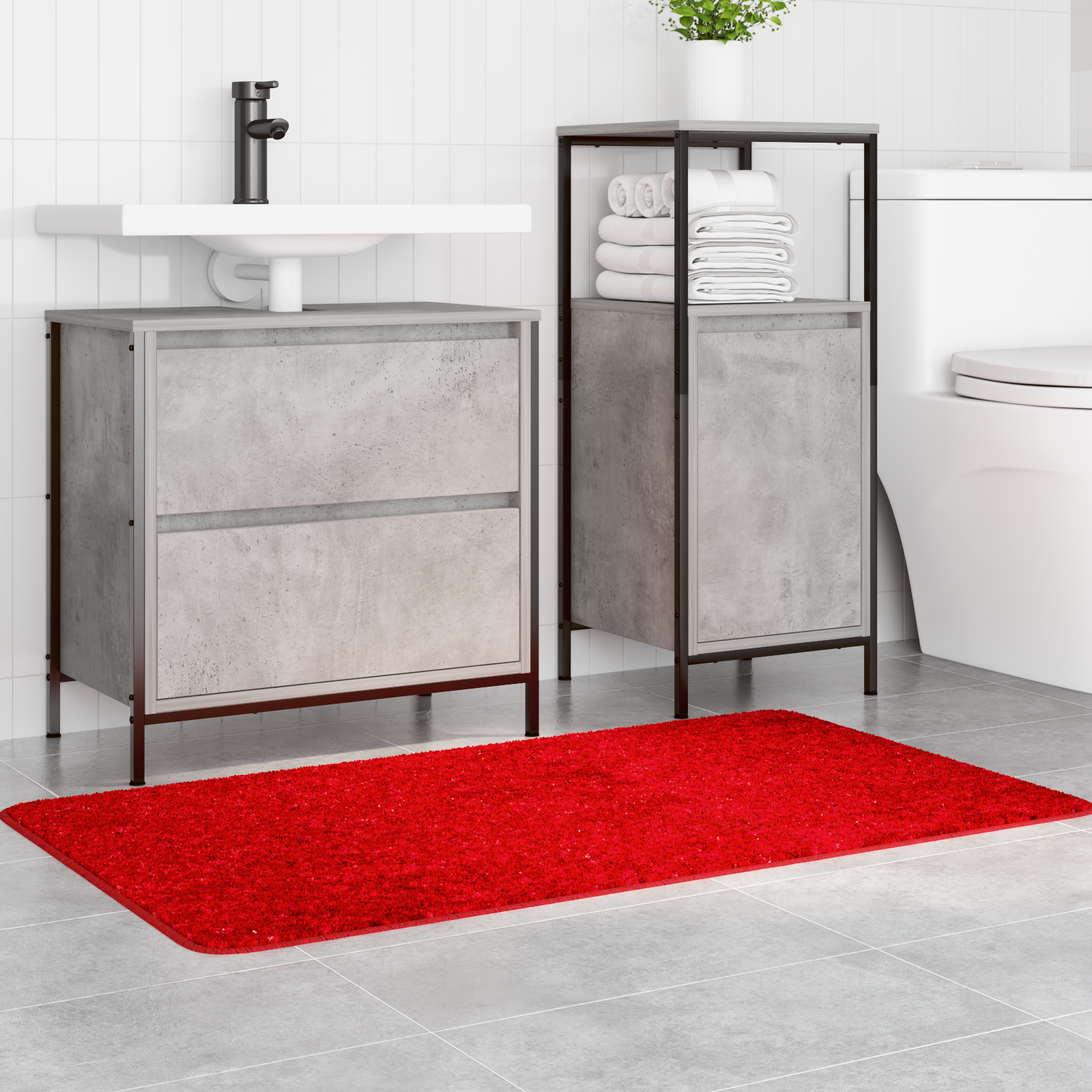 vidaXL Badmat rechthoekig anti-slip 70x120 cm polypropeen rood