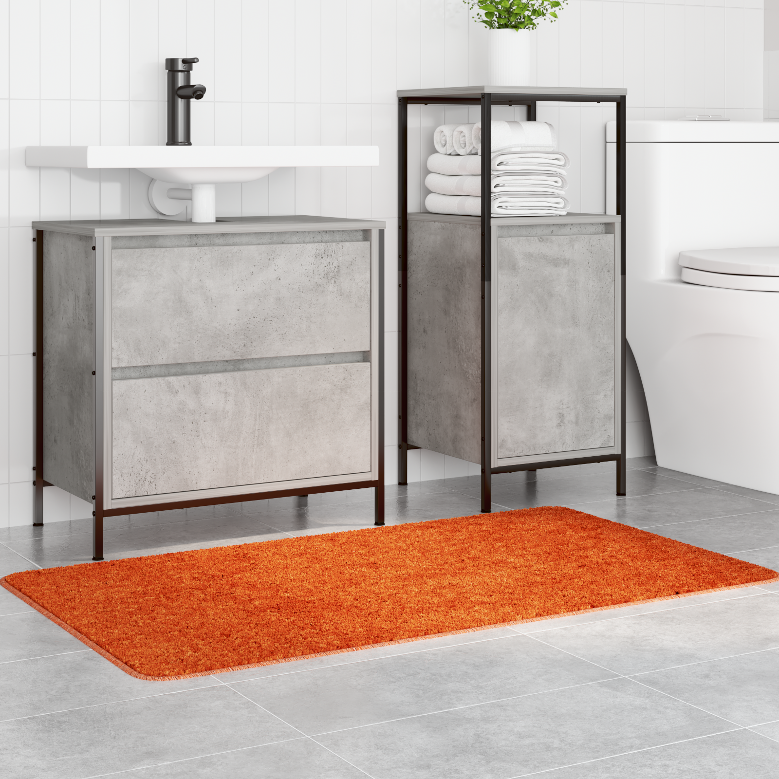vidaXL Badmat rechthoekig anti-slip 70x120 cm polypropeen oranje