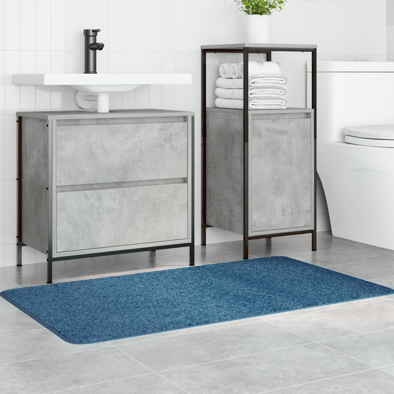vidaXL Badmat rechthoekig anti-slip 70x120 cm polypropeen blauw