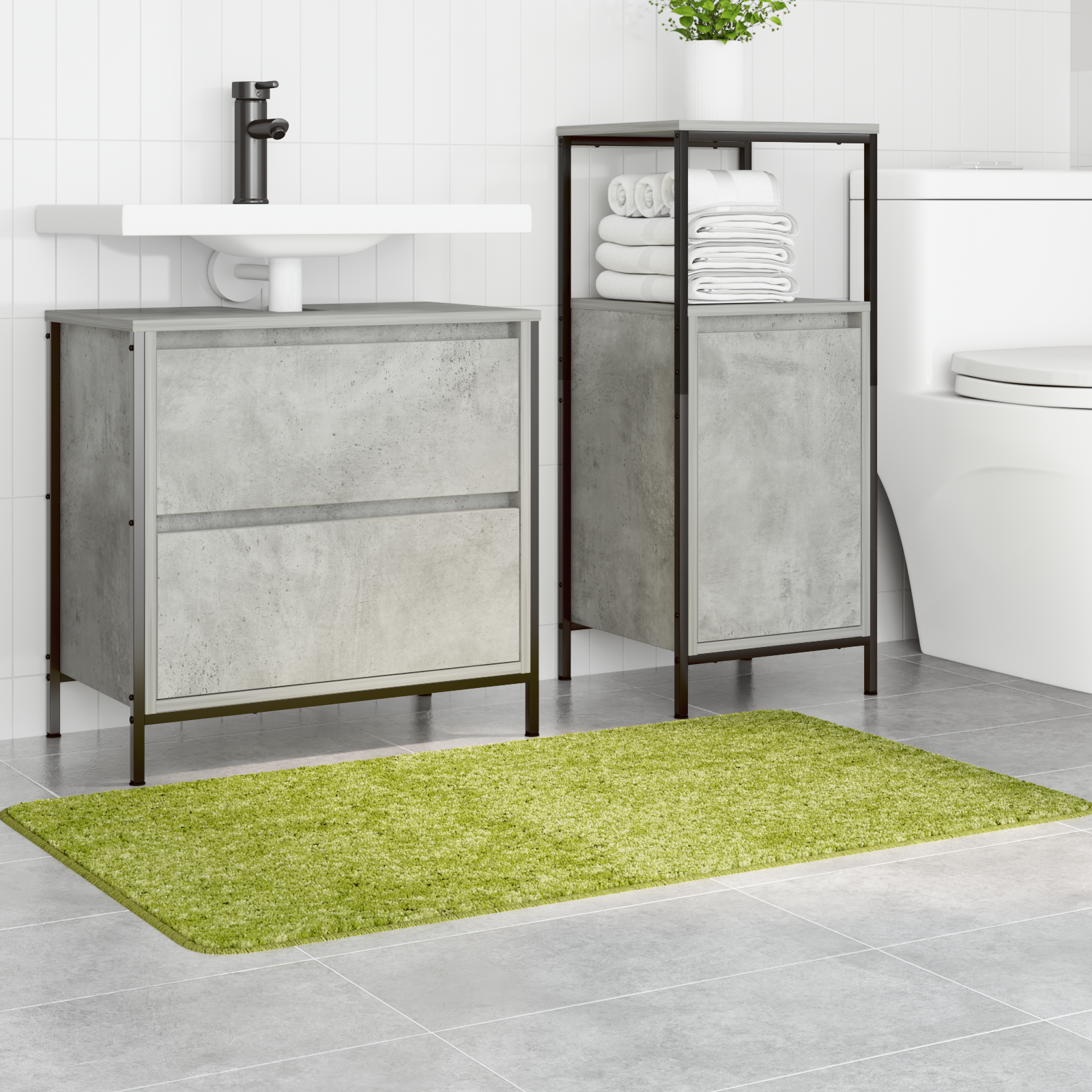 vidaXL Badmat rechthoekig anti-slip 70x120 cm polypropeen groen