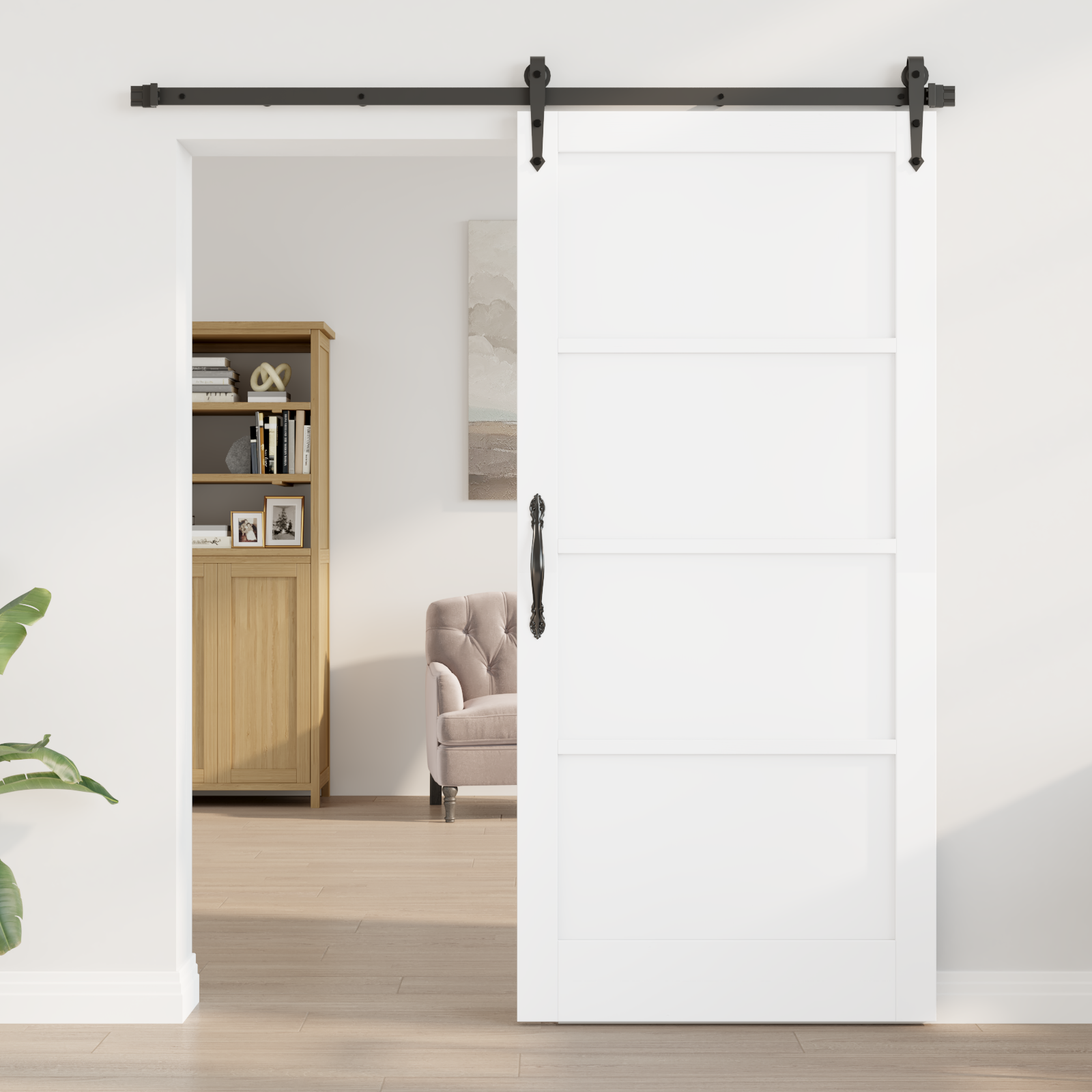 vidaXL Schuifdeur met Hardware Set Wit 93x202 cm Massief Vurenhout