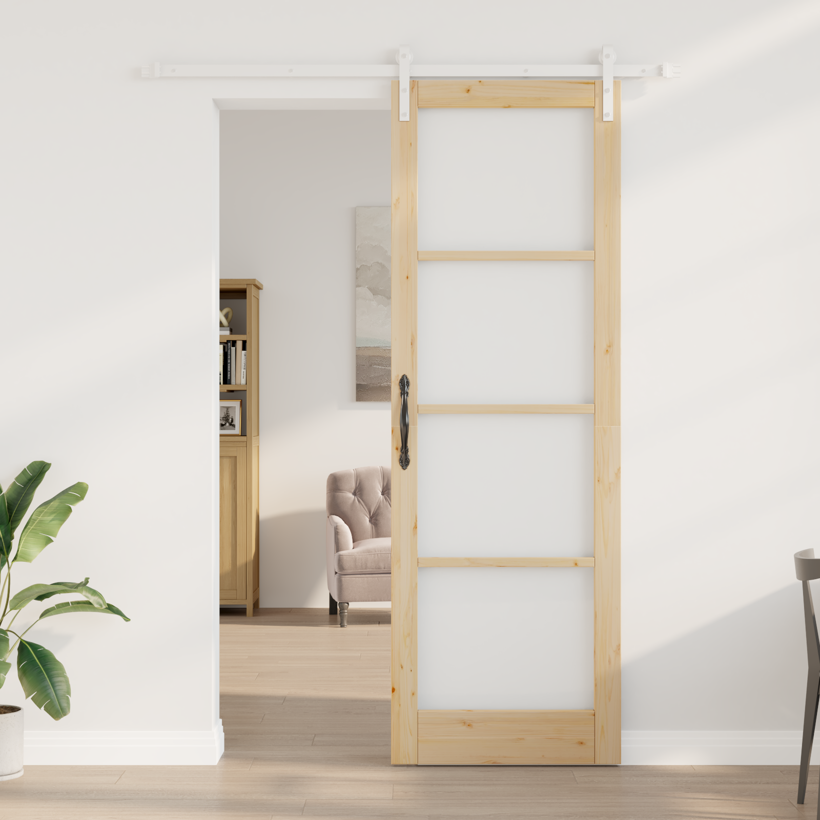 vidaXL schuifdeur met beslag ORKDAL massief hout en glas