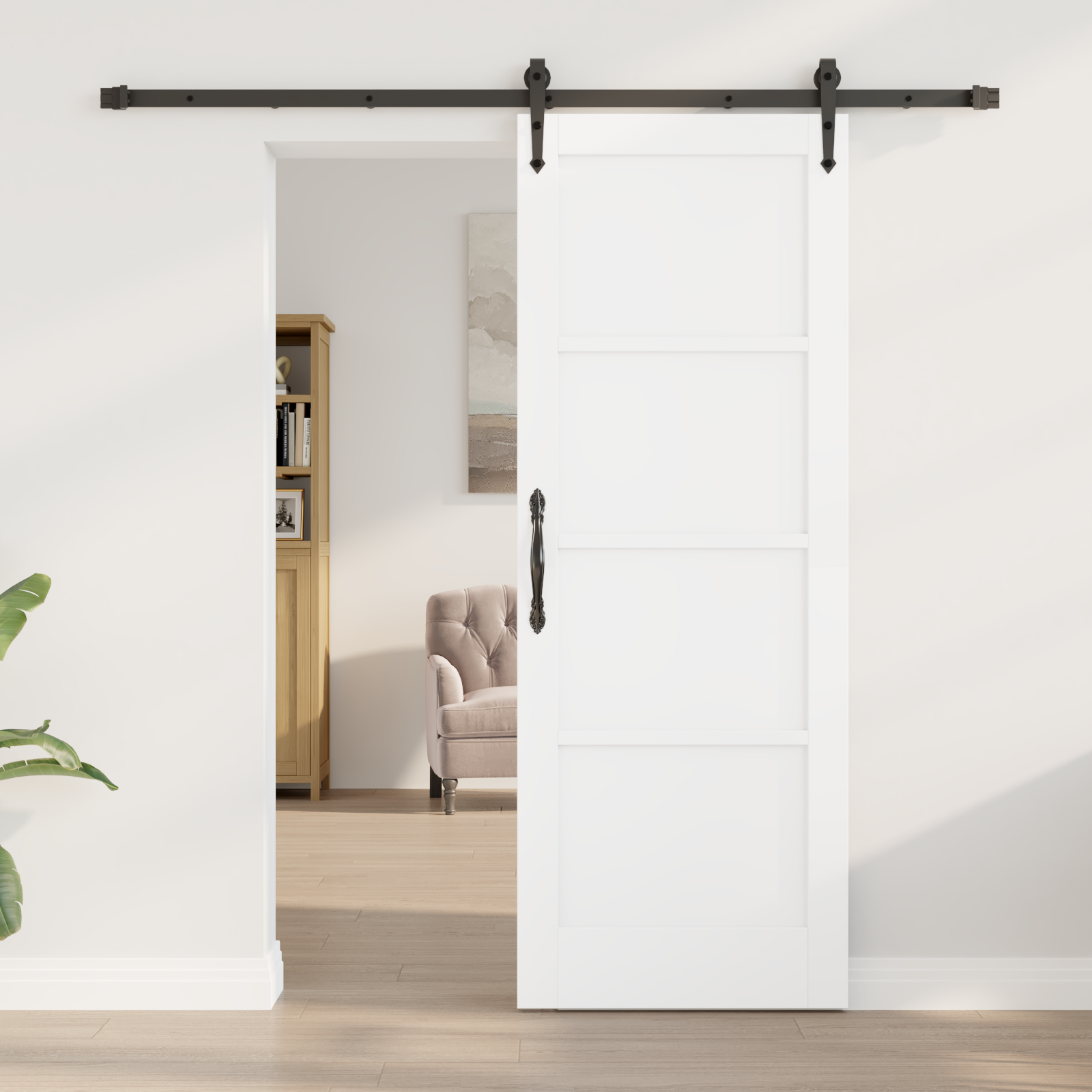 vidaXL Schuifdeur met hardware set Wit 73,5 x 198,5 cm Massief hout Den