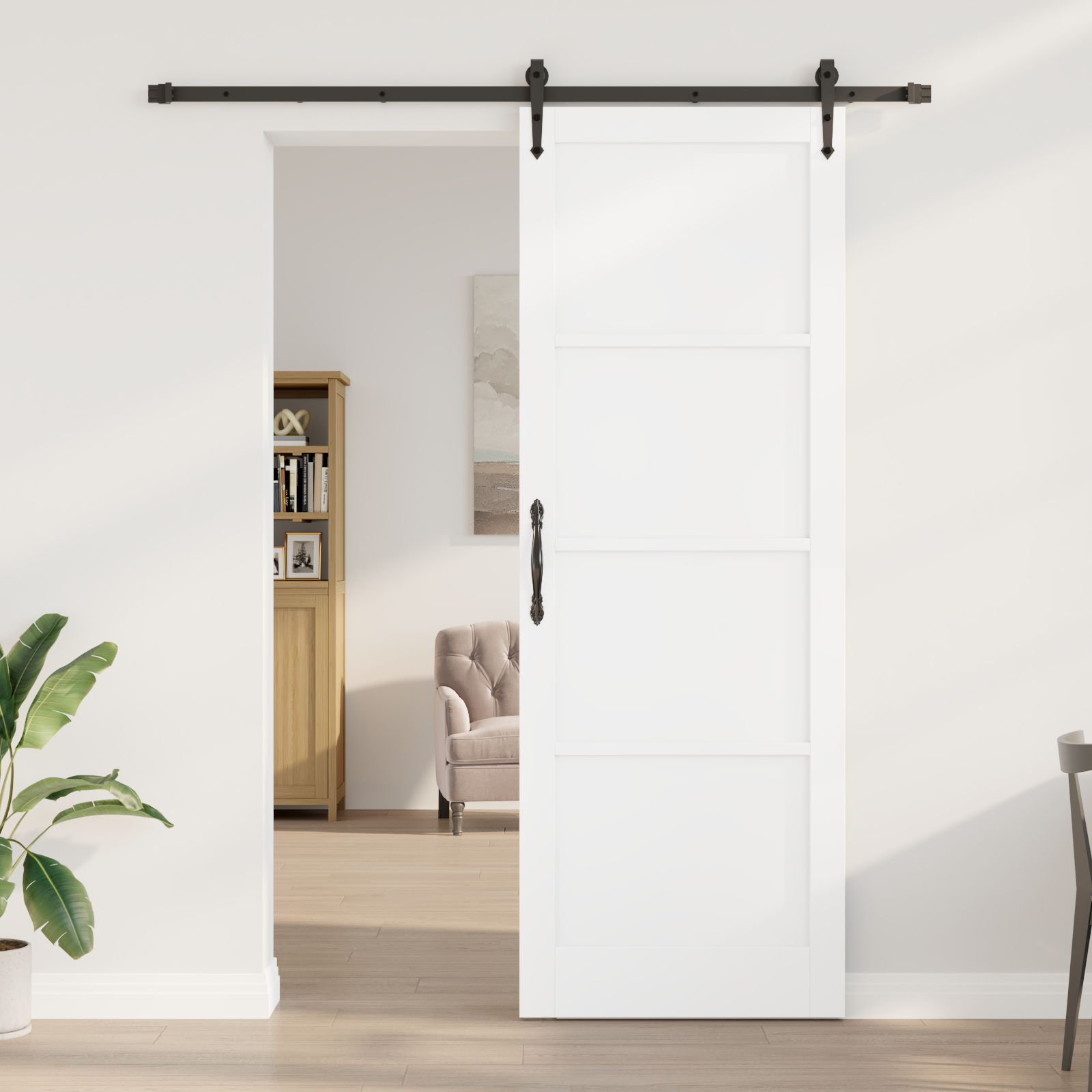 vidaXL Schuifdeur met Hardware Set Wit 83x232 cm Massief Vurenhout