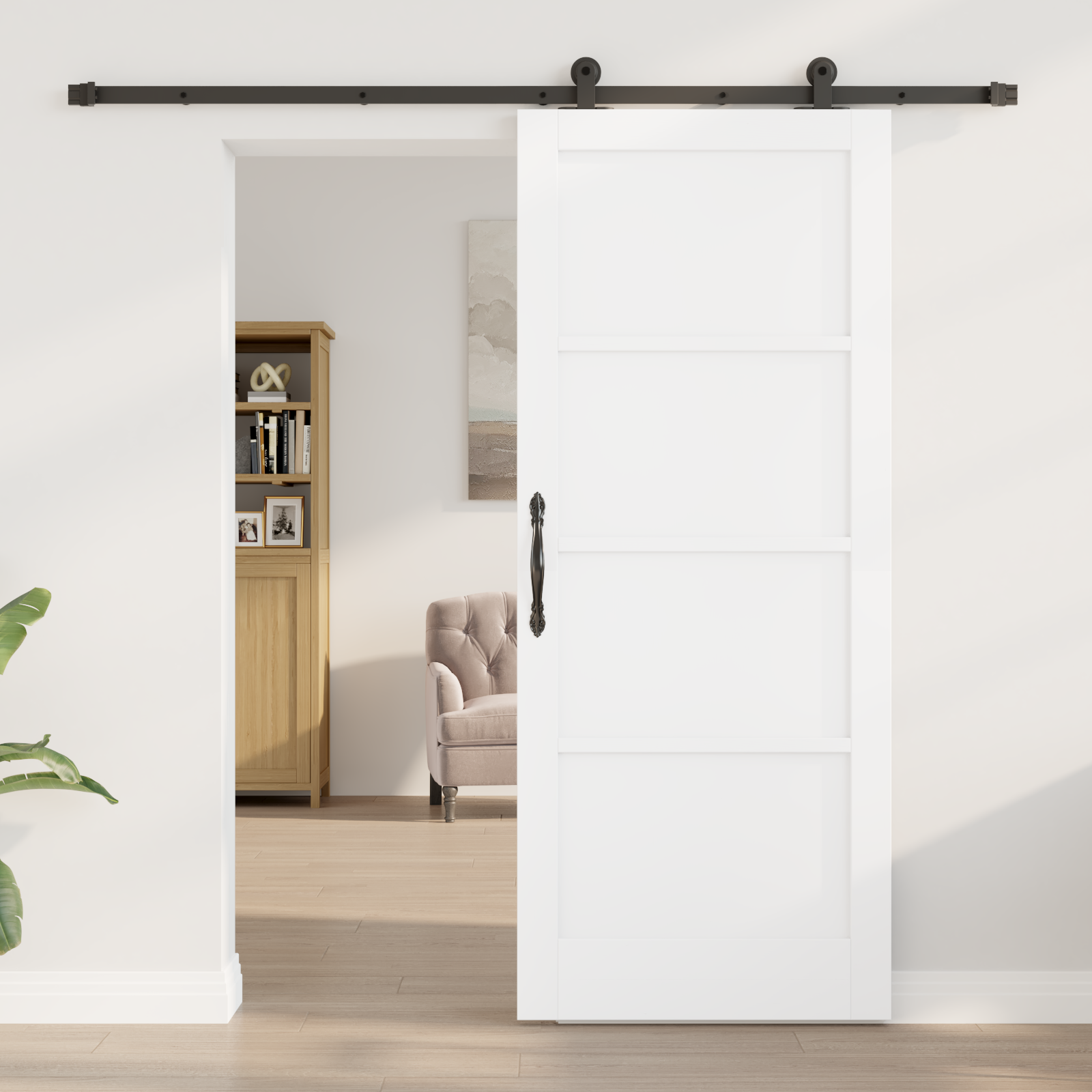 vidaXL Schuifdeur met Hardware Set 'ORKDAL'Witte Massief Grenen