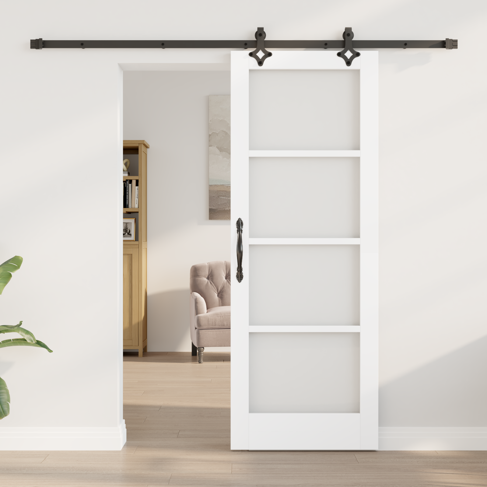 vidaXL Schuifdeur met Beveiligingsset Wit 73,5x198,5 cm van Massief Vurenhout