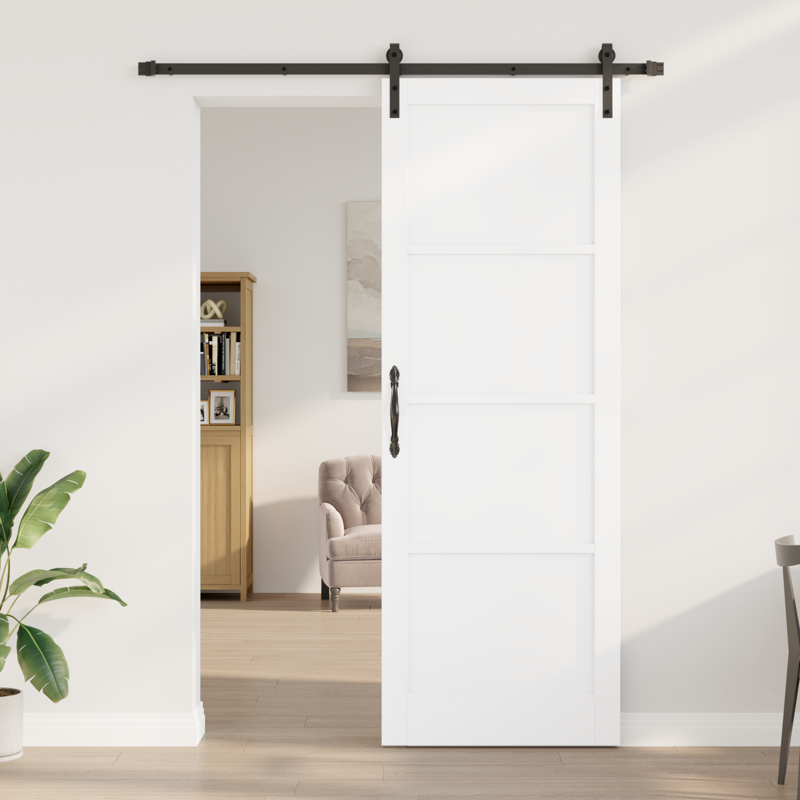 vidaXL Schuifdeur met beslag 83x232 cm massief grenenhout wit