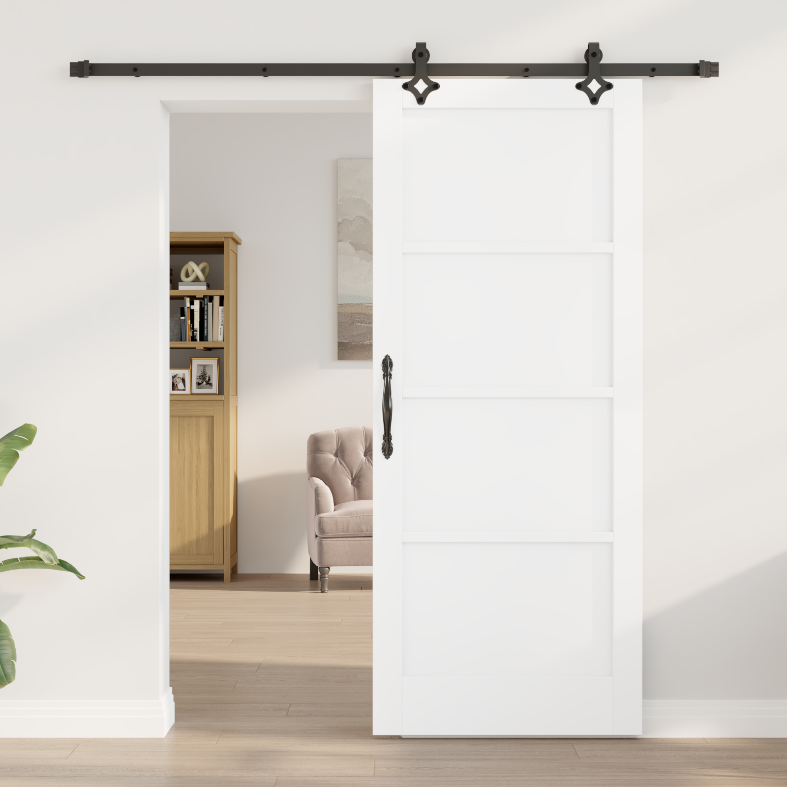 vidaXL Schuifdeur met beslag 83x202 cm massief grenenhout wit