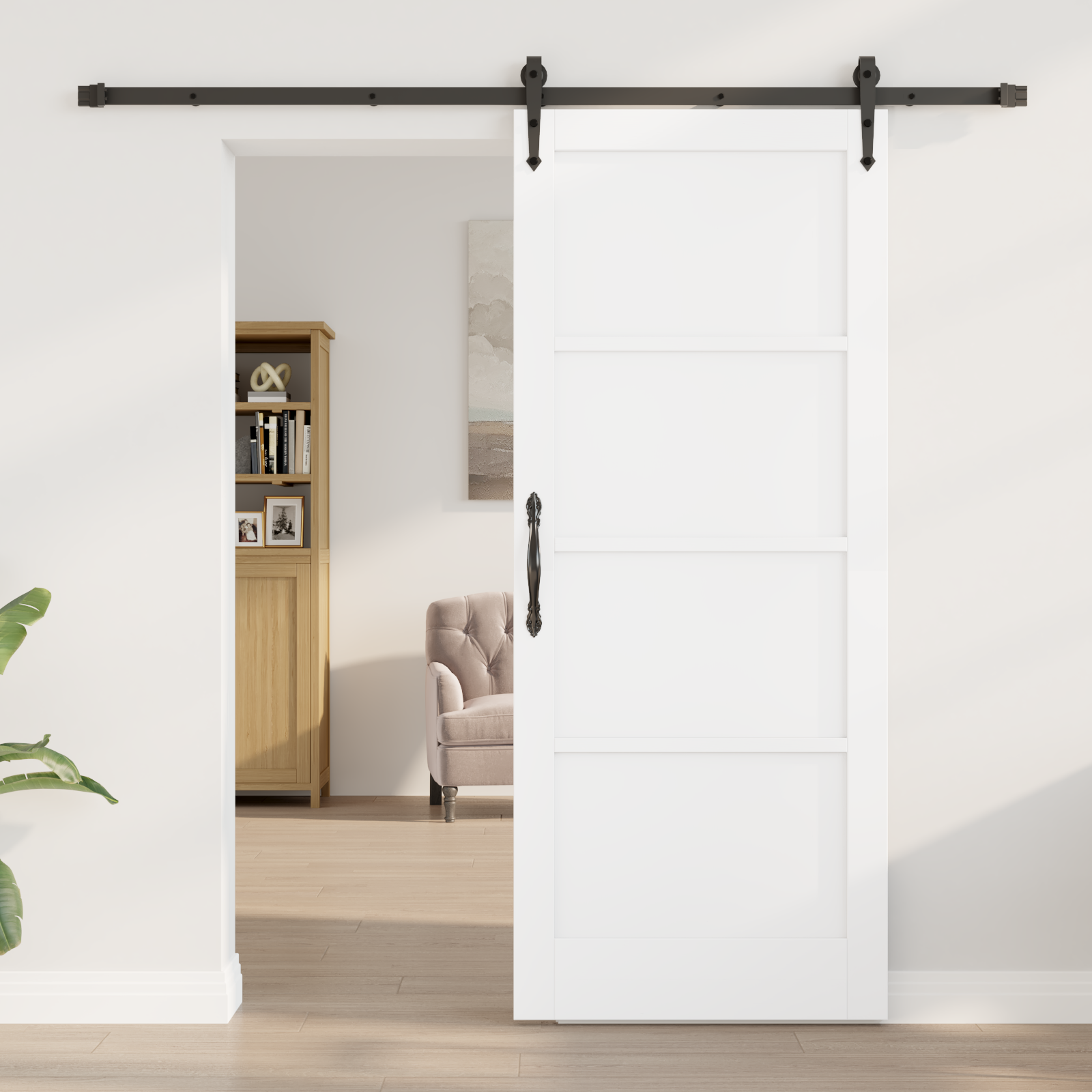 vidaXL Schuifdeur met Hardware Set 'ORKDAL'Wit Massief Vurenhout