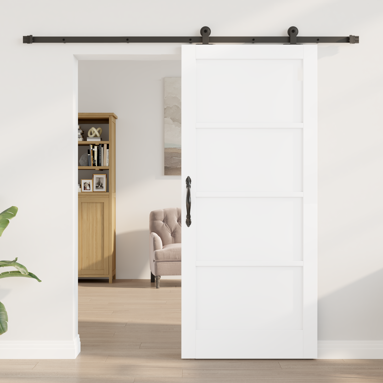 vidaXL Schuifdeur met Hardware Set 'ORKDAL'Wit Massief Vurenhout