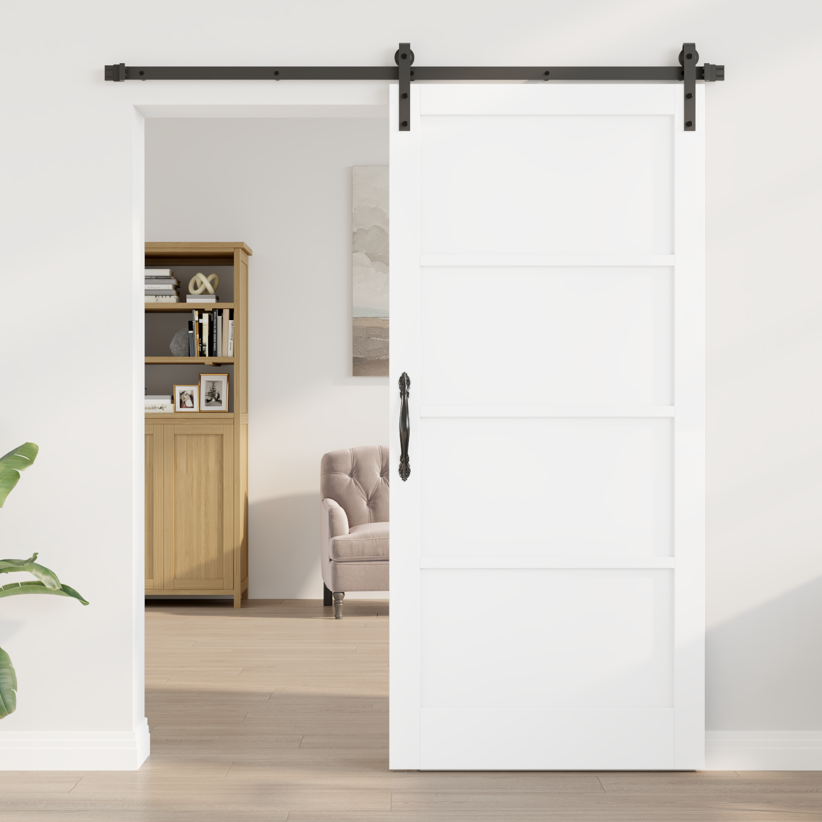 vidaXL Schuifdeur met beslag 93x202 cm massief grenenhout wit