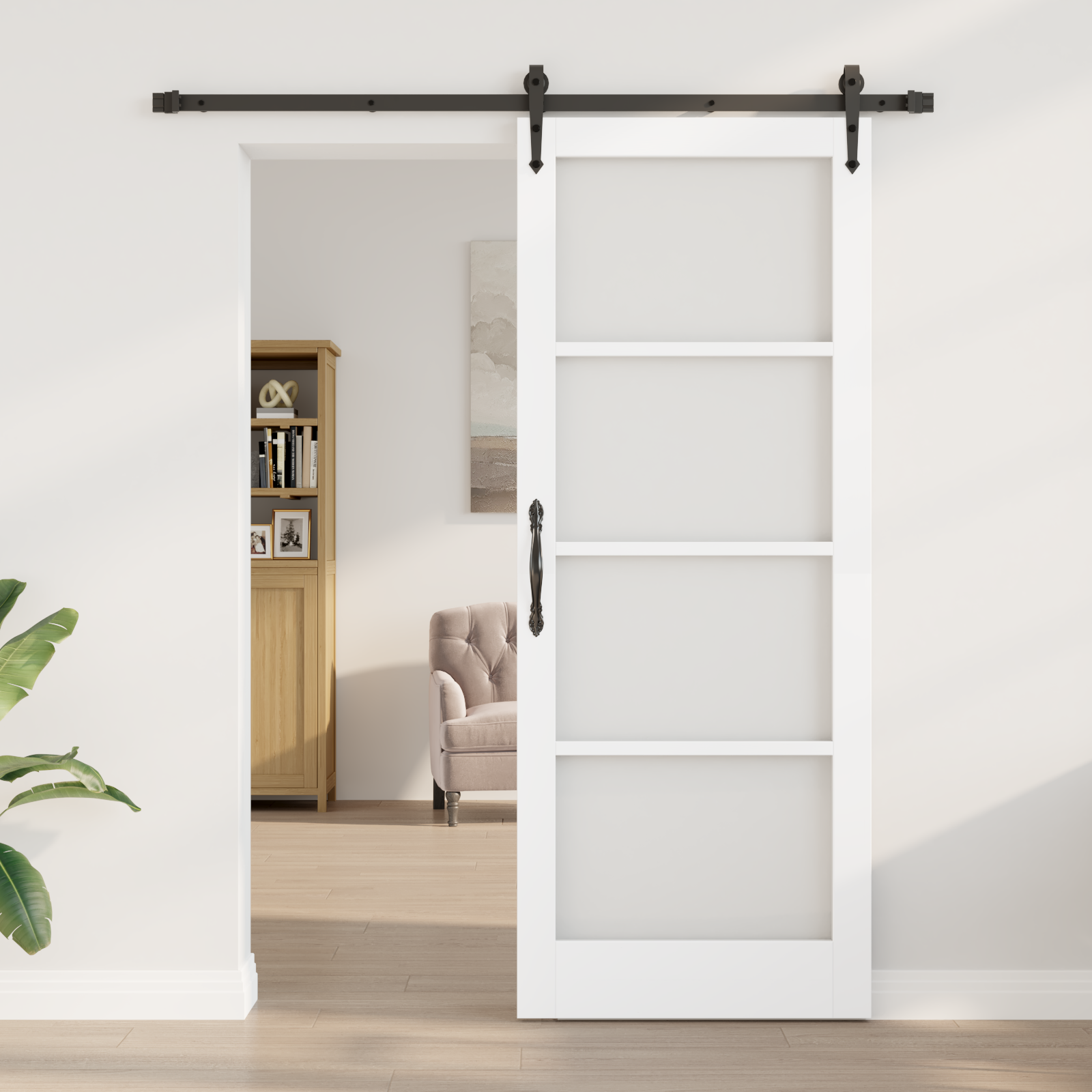 vidaXL Schuifdeur met hardware set wit 83x211 cm massief vurenhout