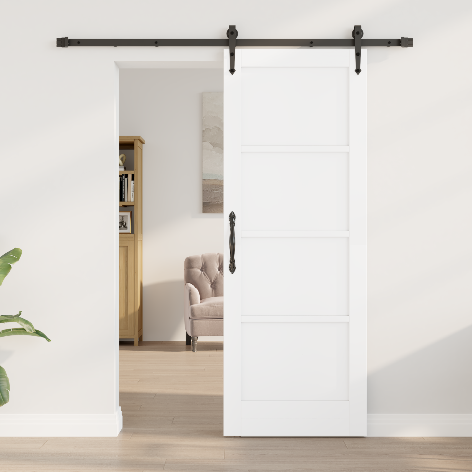 vidaXL Schuifdeur met Hardware Set Wit 73,5x198,5 cm Massief Hout Vuren