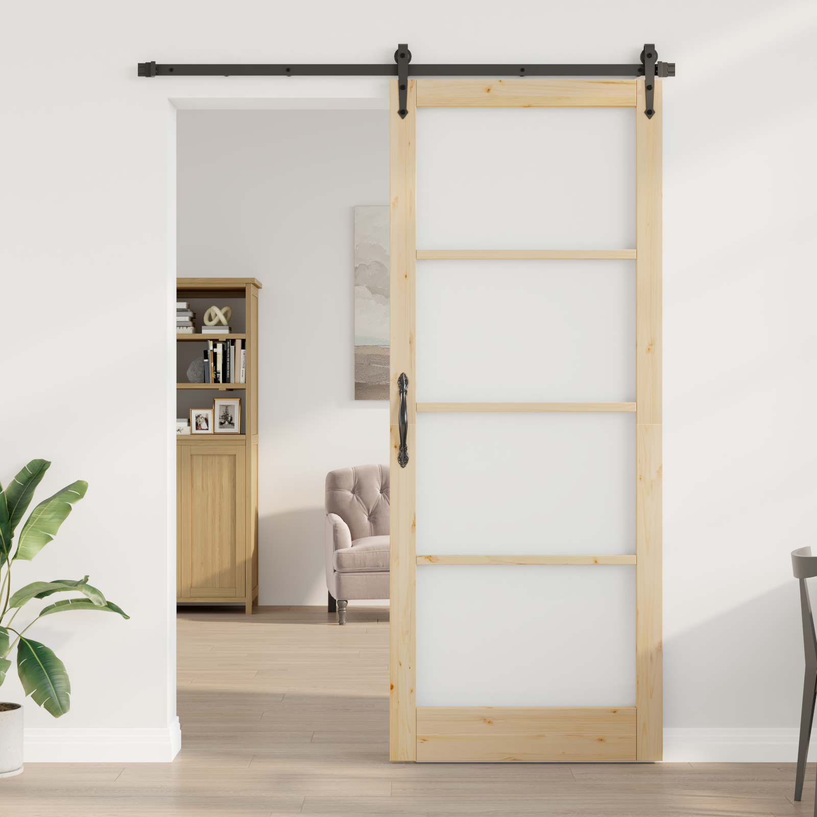 vidaXL Schuifdeur met hardware-set 93x232 cm Van massief dennenhout