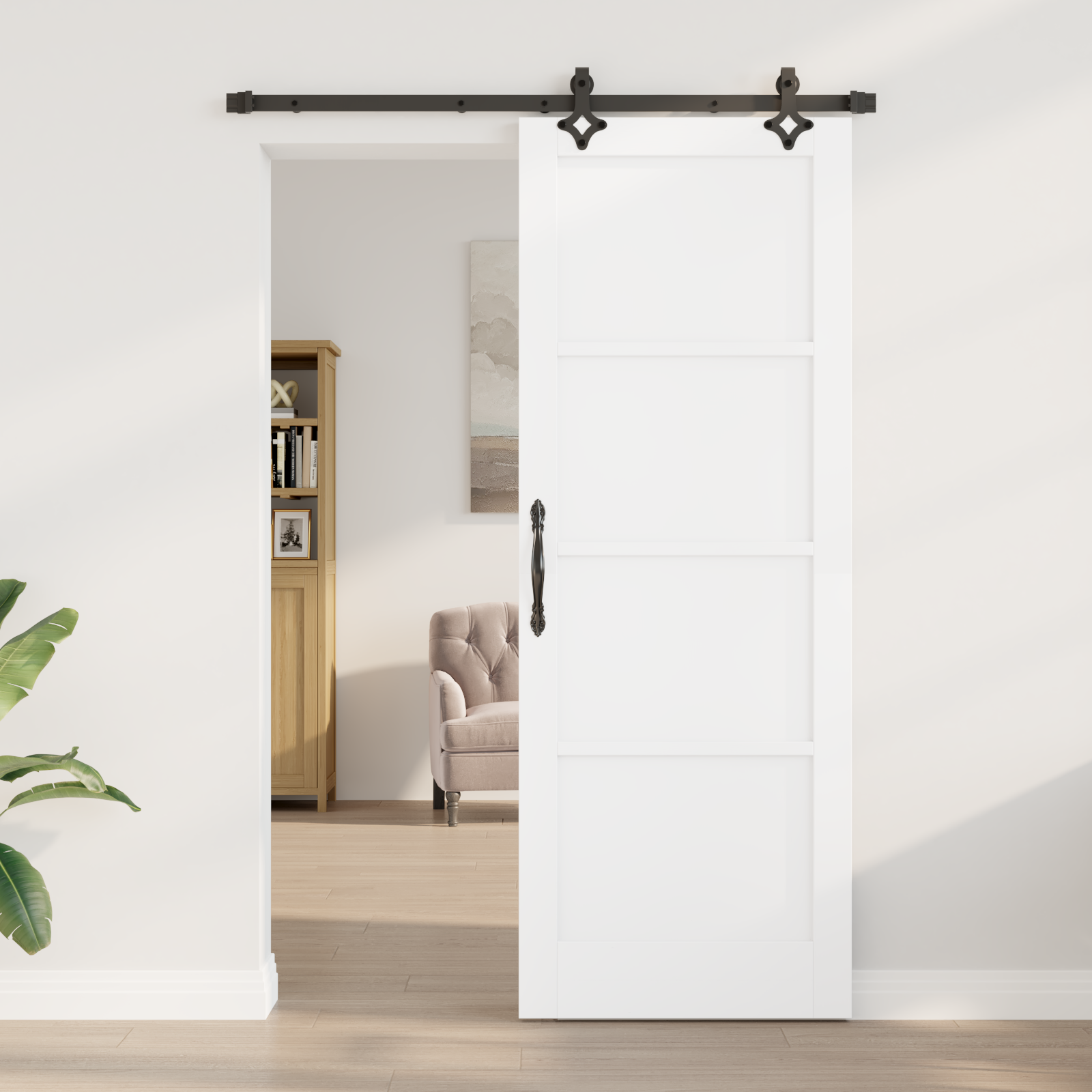 vidaXL Schuifdeur met Hardware Set 'ORKDAL'Wit Massief Denhouten