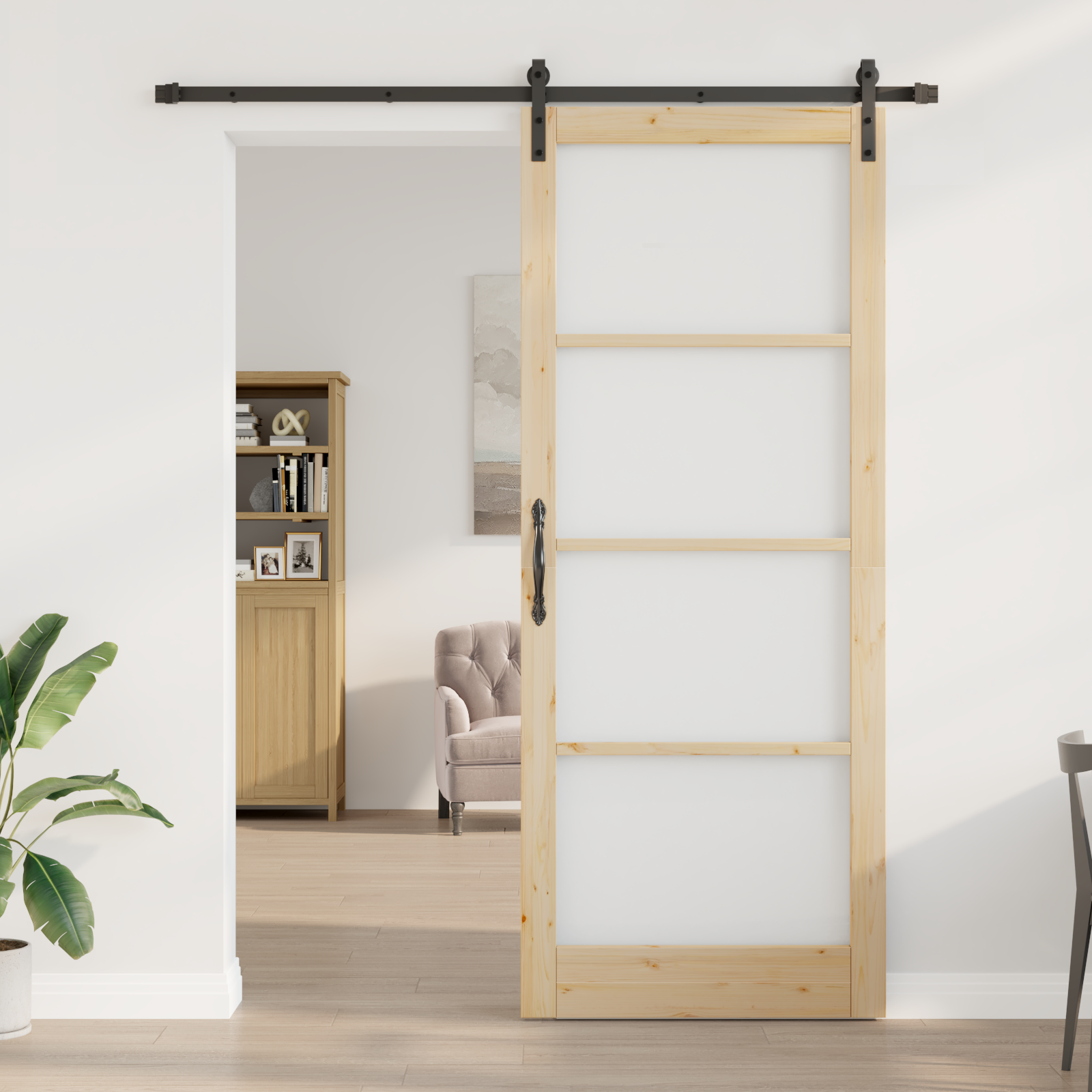 vidaXL Schuifdeur met beslag ORKDAL massief hout en glas