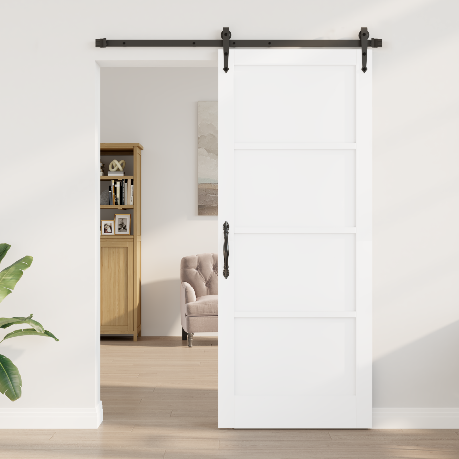 vidaXL Schuifdeur met Hardware Set 'ORKDAL'Wit Massief Grenenhout