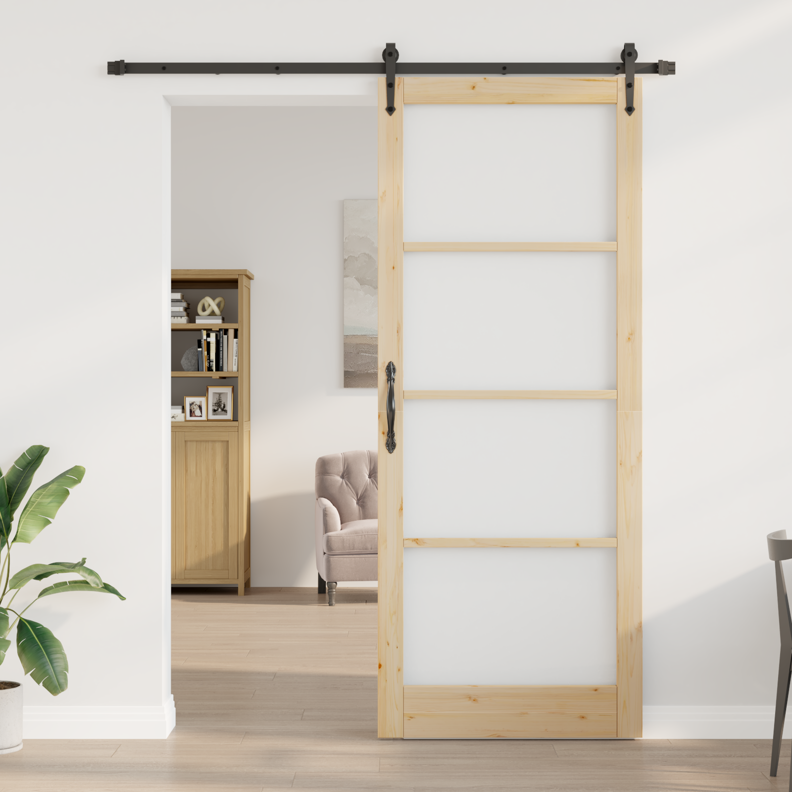 vidaXL Schuifdeur met Hardware Set 93x232 cm Massief Vurenhout
