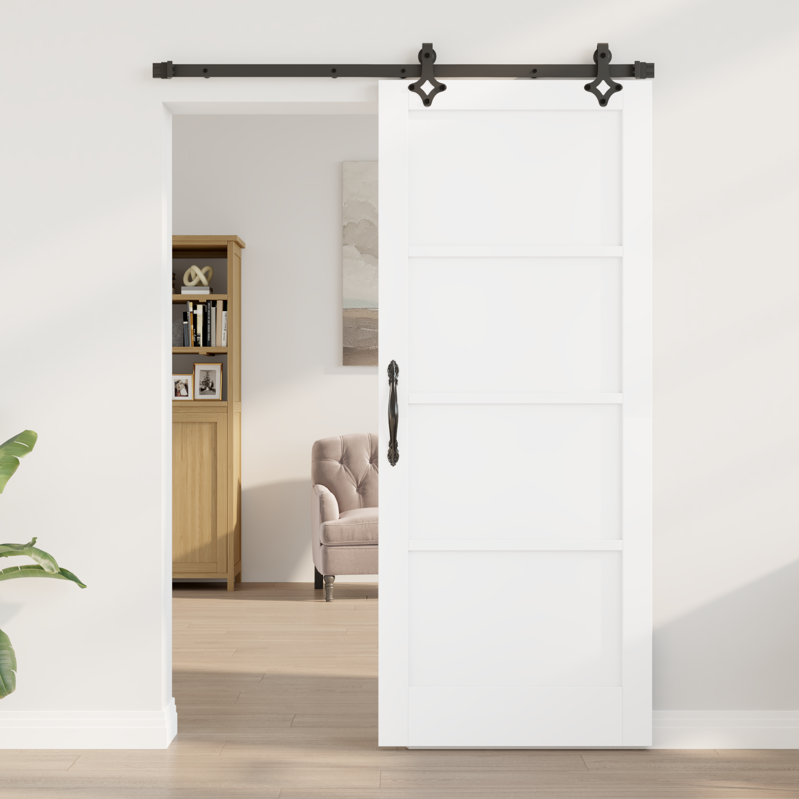 vidaXL Schuifdeur met Hardware Set 'ORKDAL'van Witte Massief Hout