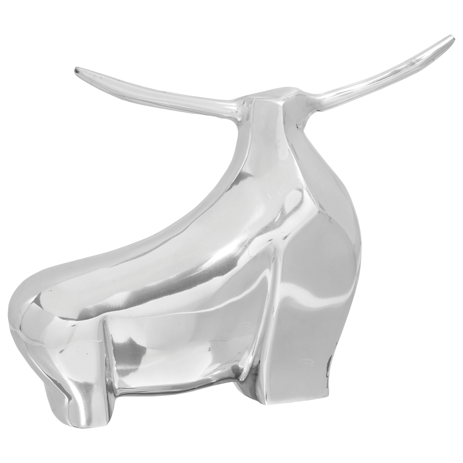 vidaXL Beeldje stier 37x44x17 cm aluminium zilverkleurig