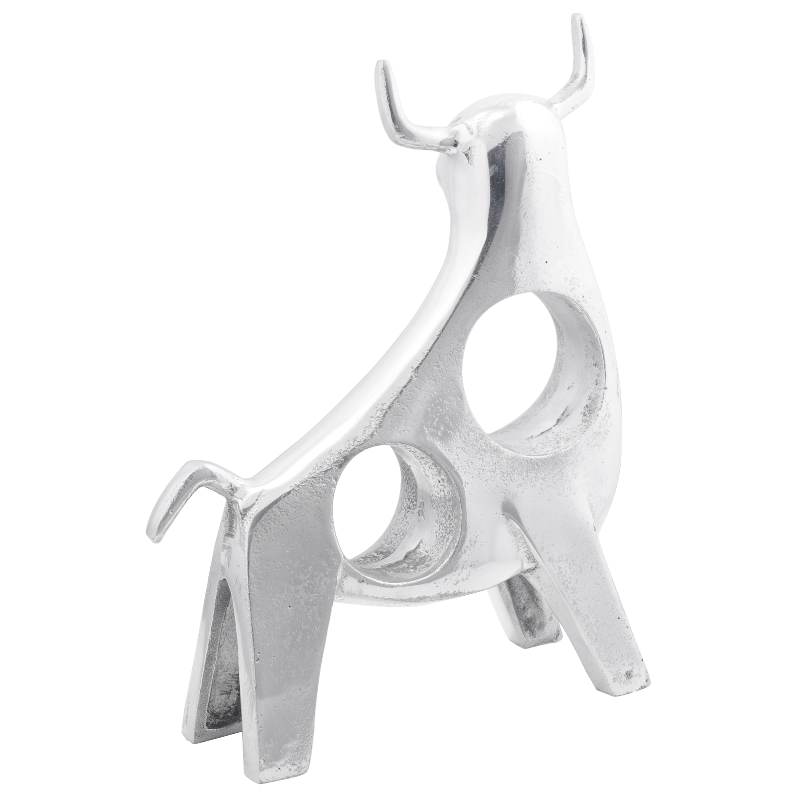 vidaXL Beeldje stier 22x9,5x34 cm aluminium zilverkleurig