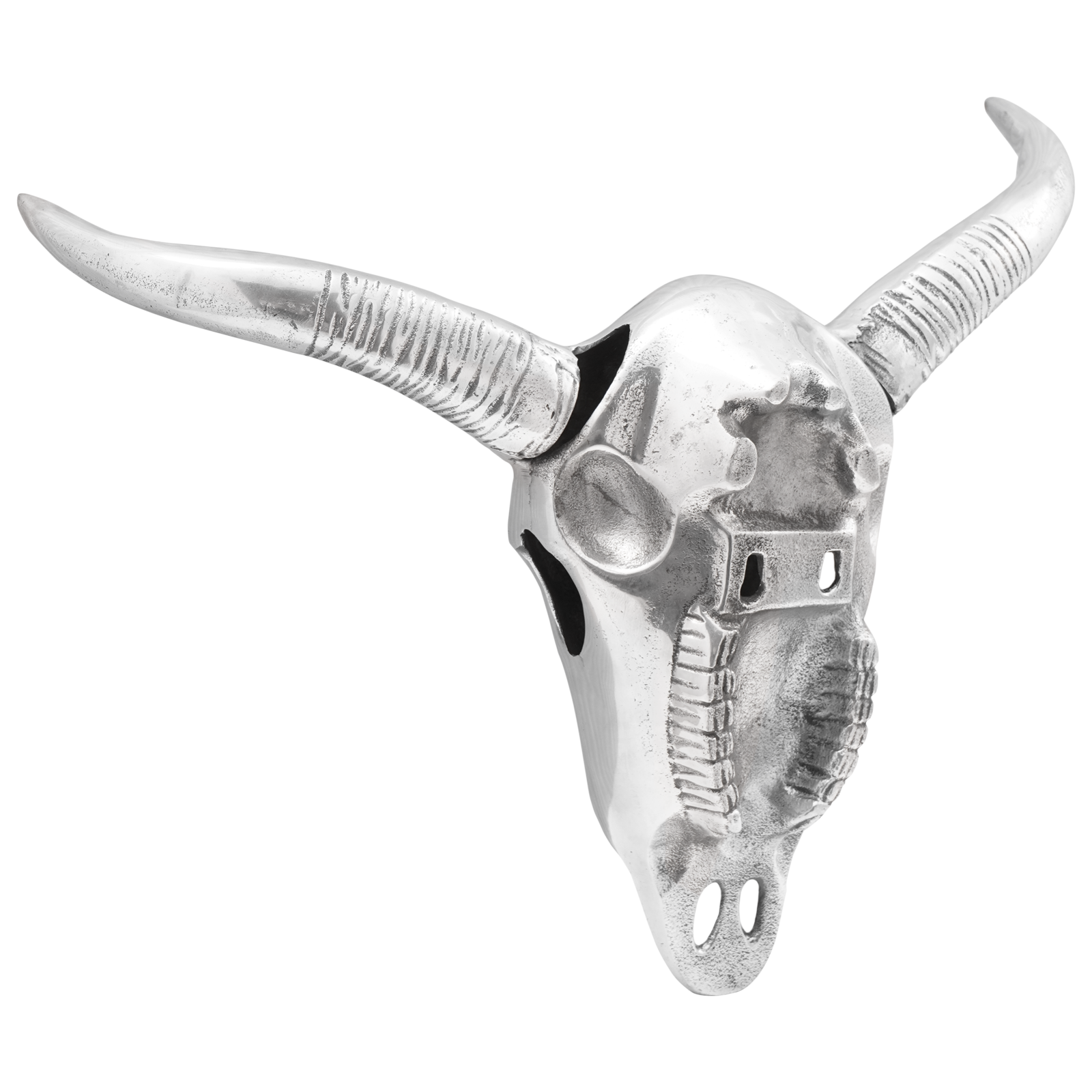 vidaXL Stierenschedel wandgemonteerd 34x13x53 cm aluminium zilverkleur