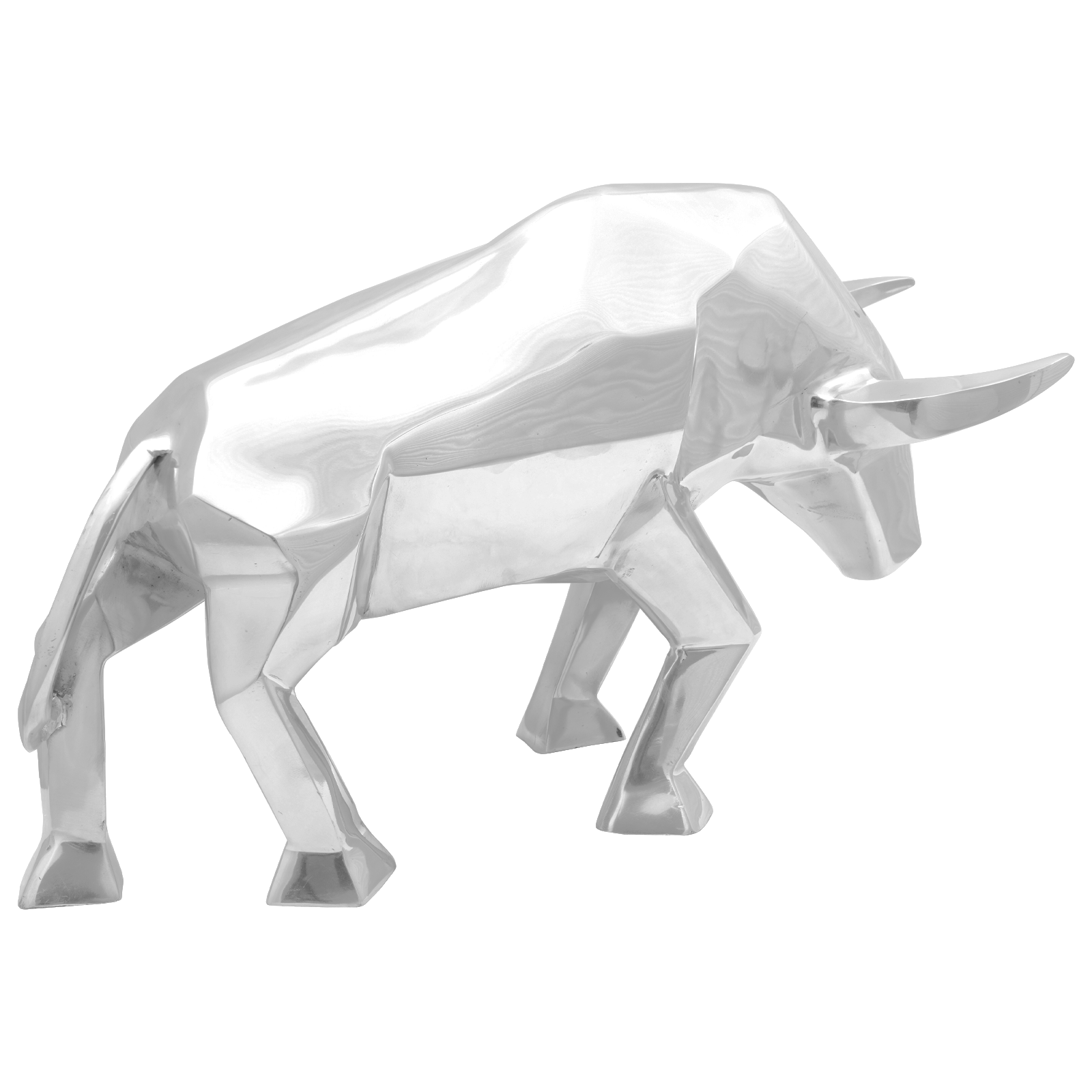 vidaXL Beeldje stier 74x23x39 cm aluminium zilverkleurig
