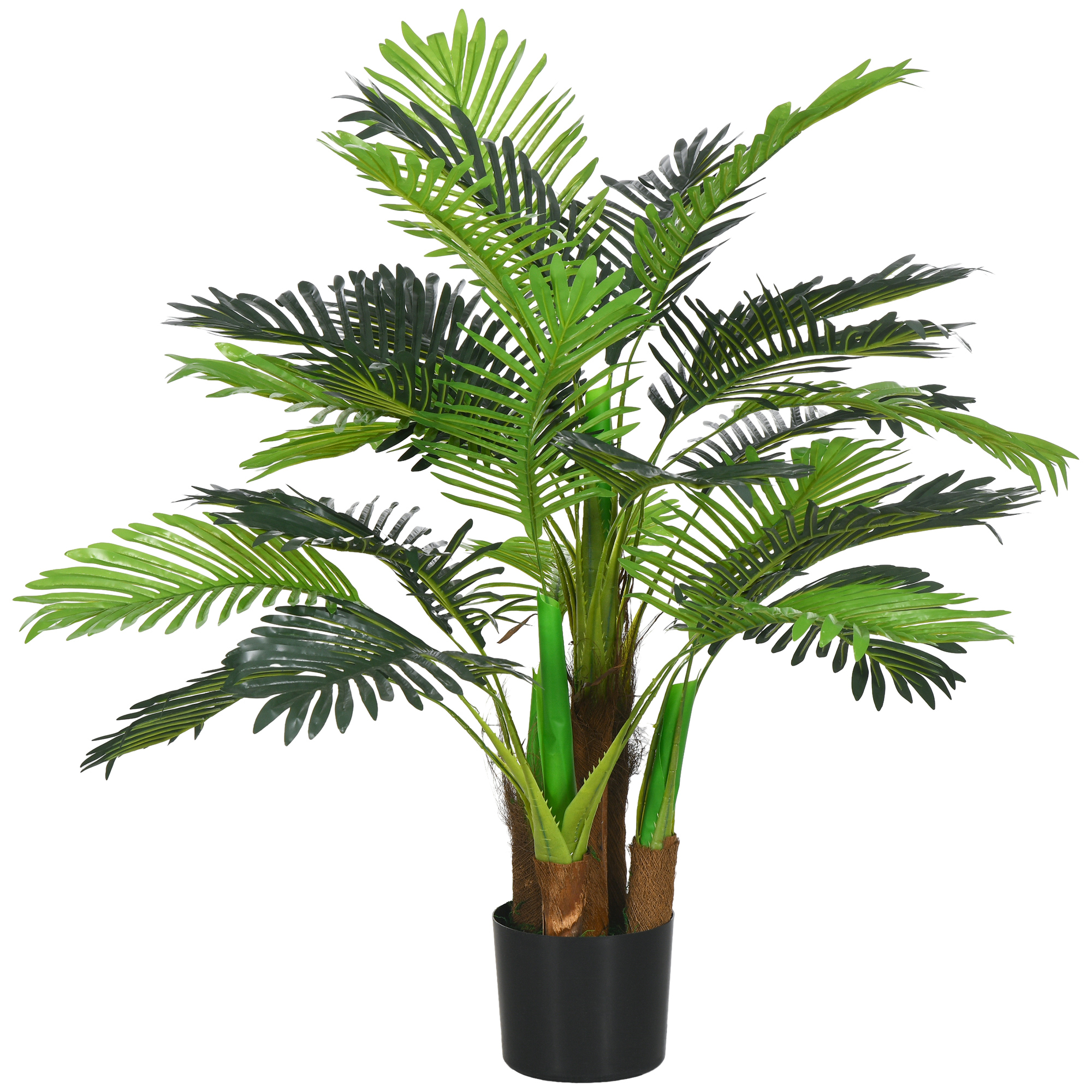 HOMCOM kunstpalm, 1 m hoge decoratieve plant, realistische takken, onderhoudsvriendelijk, in pot, bruin, groen | Aosom.nl