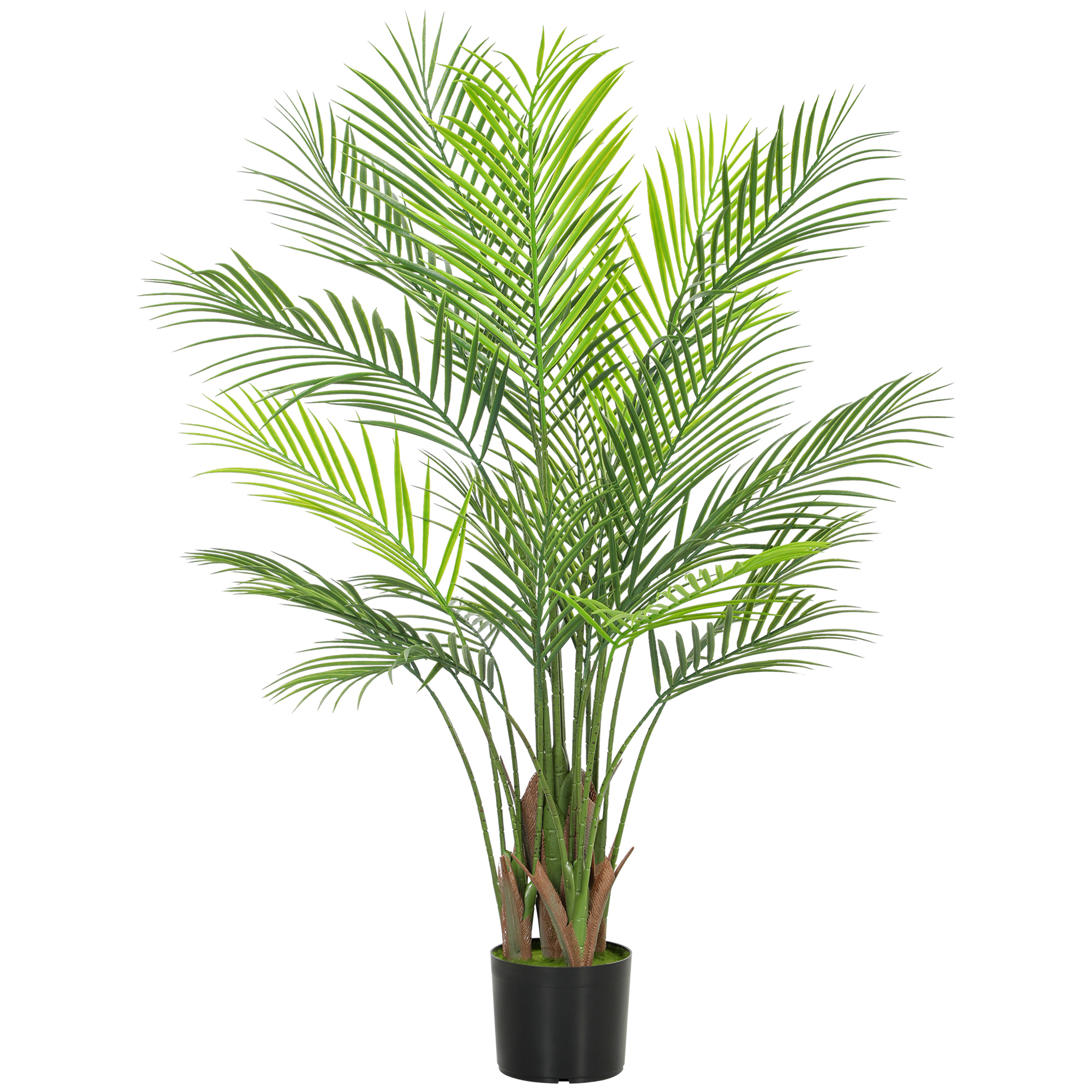 HOMCOM Kunstmatige Palm groot 120cm Kunstplant, Kunststof Kunstplanten in Pot voor Woonkamer Kantoor