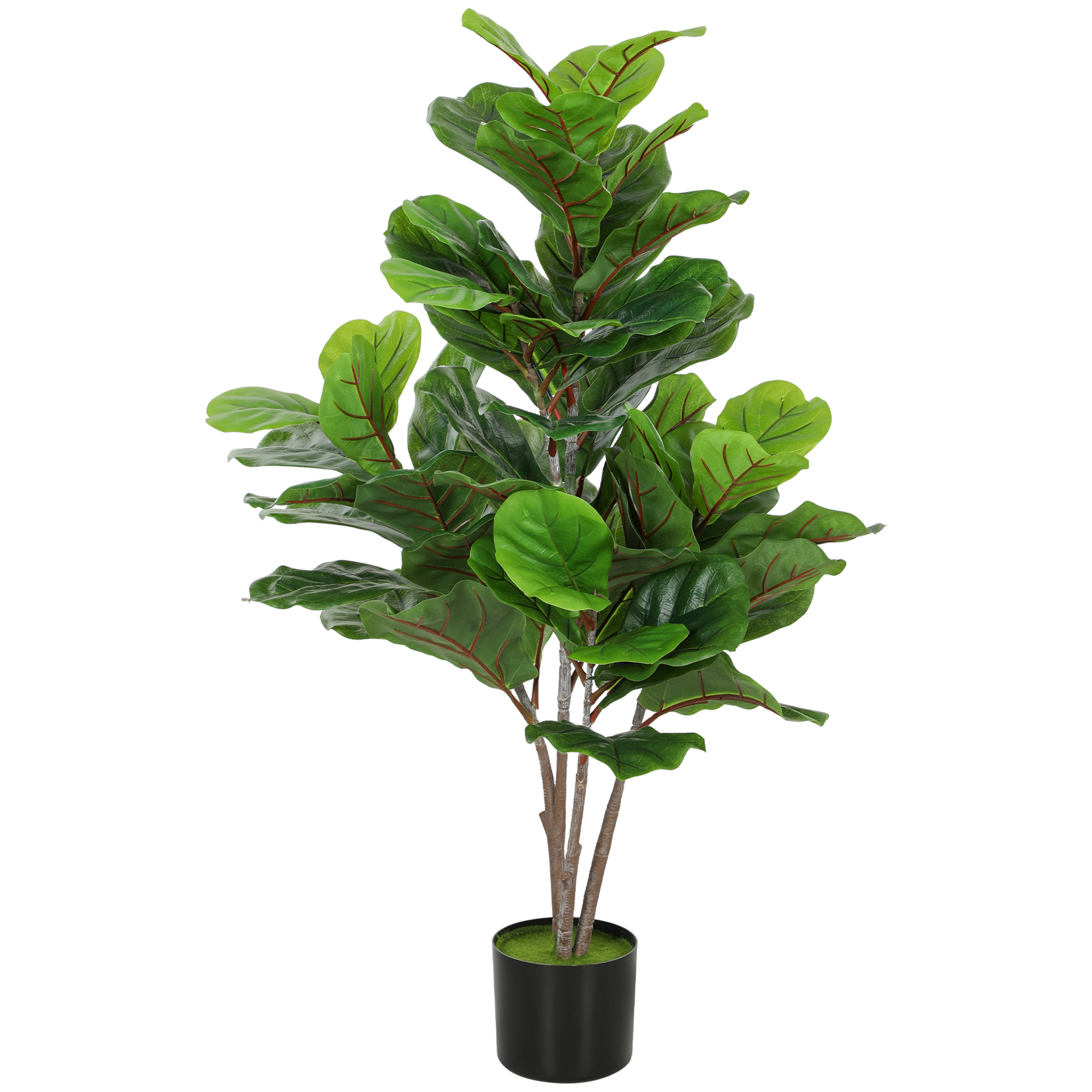 HOMCOM Kunstmatige Vijgeboom 110cm Kunstplant, Plastic Kunstplanten in Pot, Decoratie Cadeau