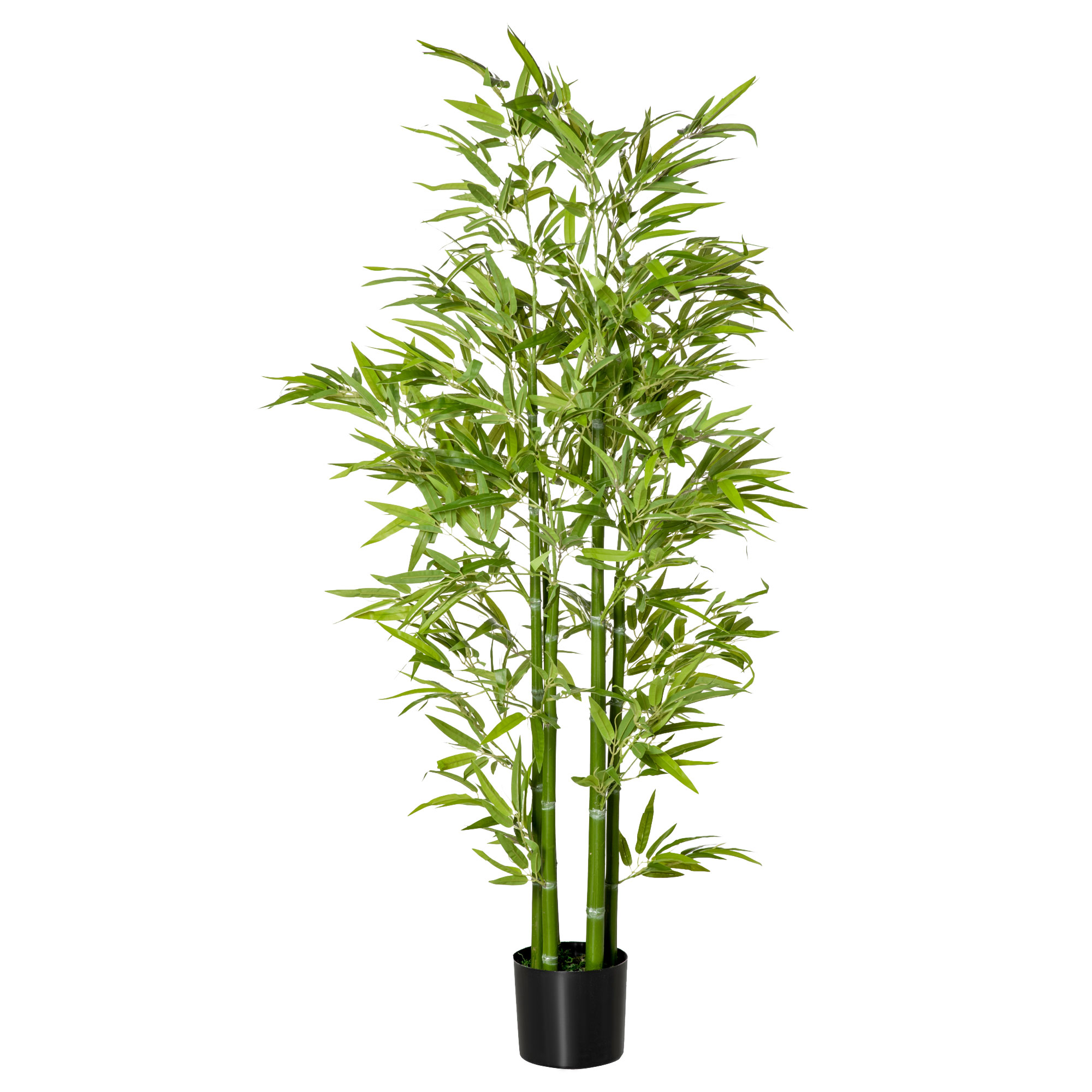 HOMCOM Kunststof Bamboeplant, 924 Bladeren, Stevige Pot, Kunstmos, Groen