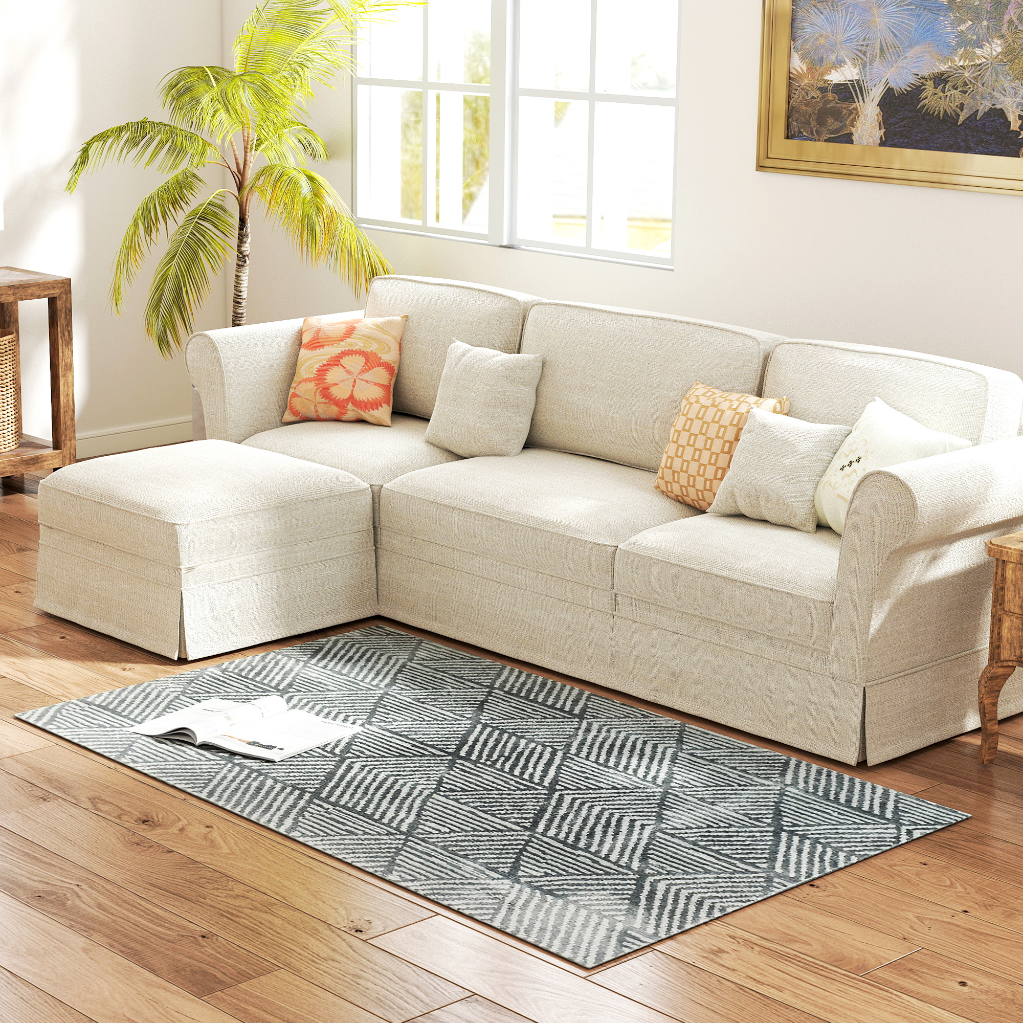 HOMCOM Tapijt Woonkamer Tapijt in Modern Stijl, wasbaar Vloertapijt 150 x 80 cm Donkergrijs