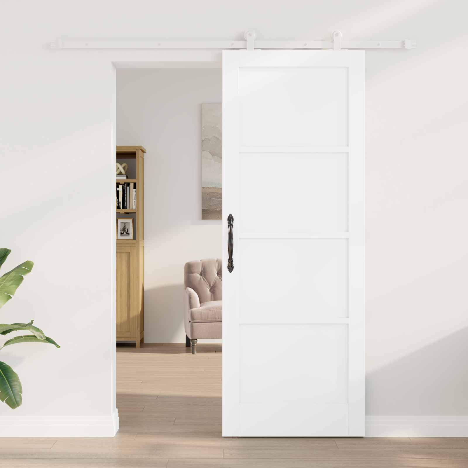 vidaXL Schuifdeur met Hardware Set 'ORKDAL'Wit Massief Vurenhout