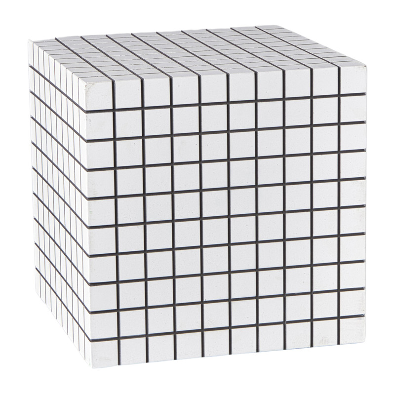 Xenos Bijzettafel kubus checks - wit - 30x30x30 cm