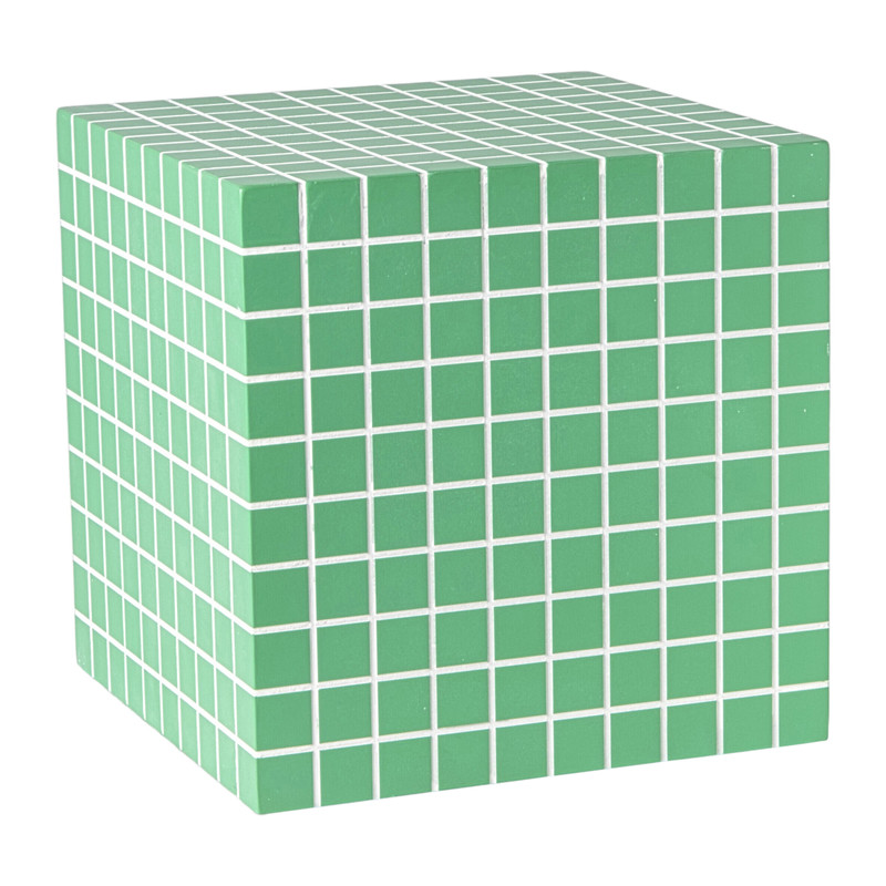 Xenos Bijzettafel kubus checks - groen - 30x30x30 cm