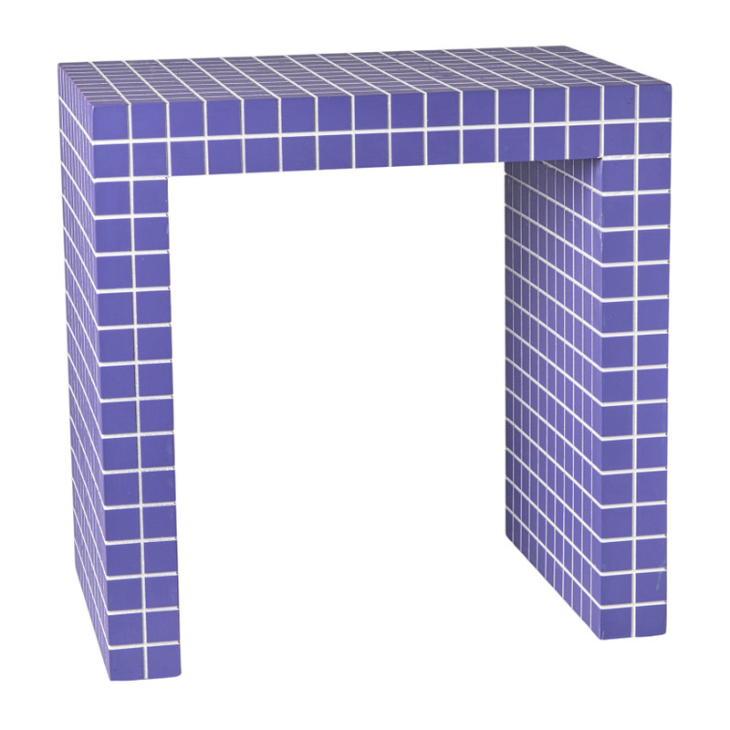 Xenos Bijzettafel checks - paars - 48x48x32 cm