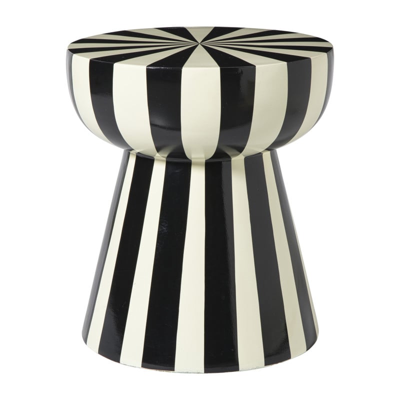 Xenos Bijzettafle stripes - beige/zwart - ø40x45 cm