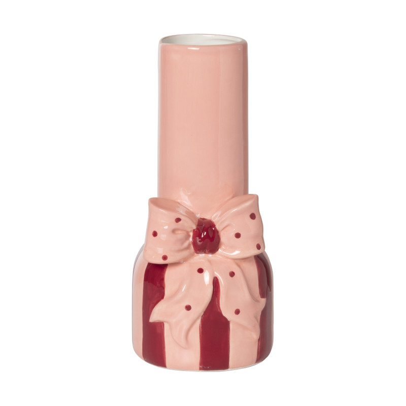 Xenos Vaas strik - roze/rood - 25x11.5x11.4 cm