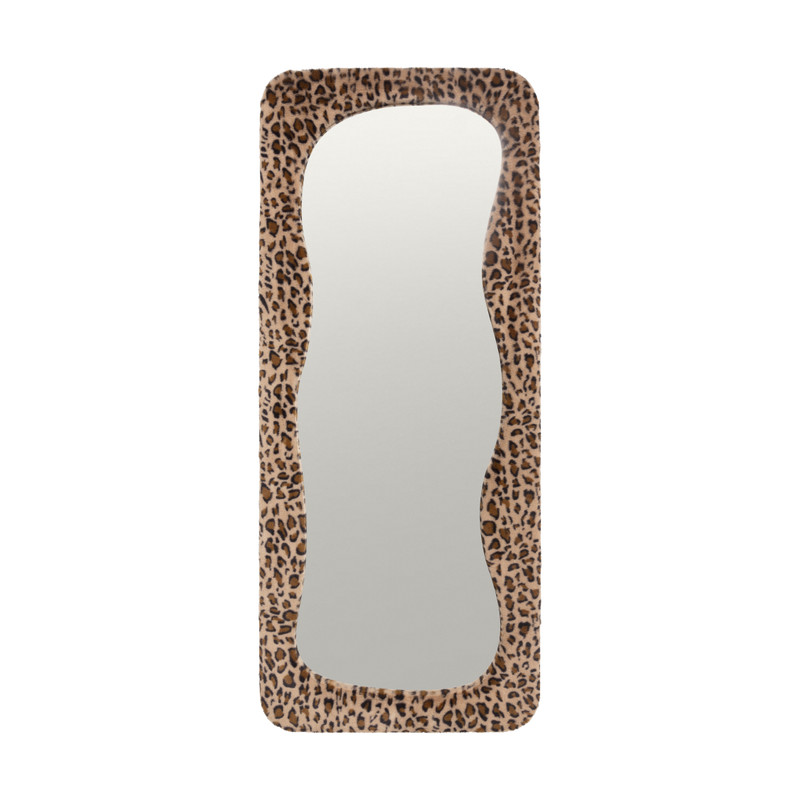 Xenos Passpiegel wave luipaard - bruin/beige - 168x70 cm