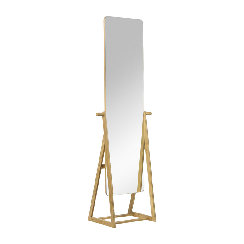 Xenos Spiegel bamboe staand - bruin - 172x47x42 cm
